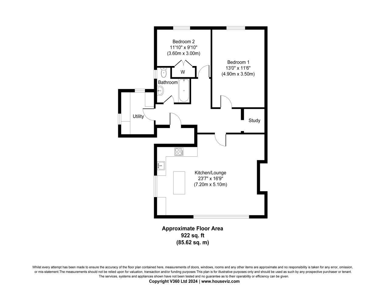 2 bed flat to rent in Victoria Park Road, Exeter - Property floorplan