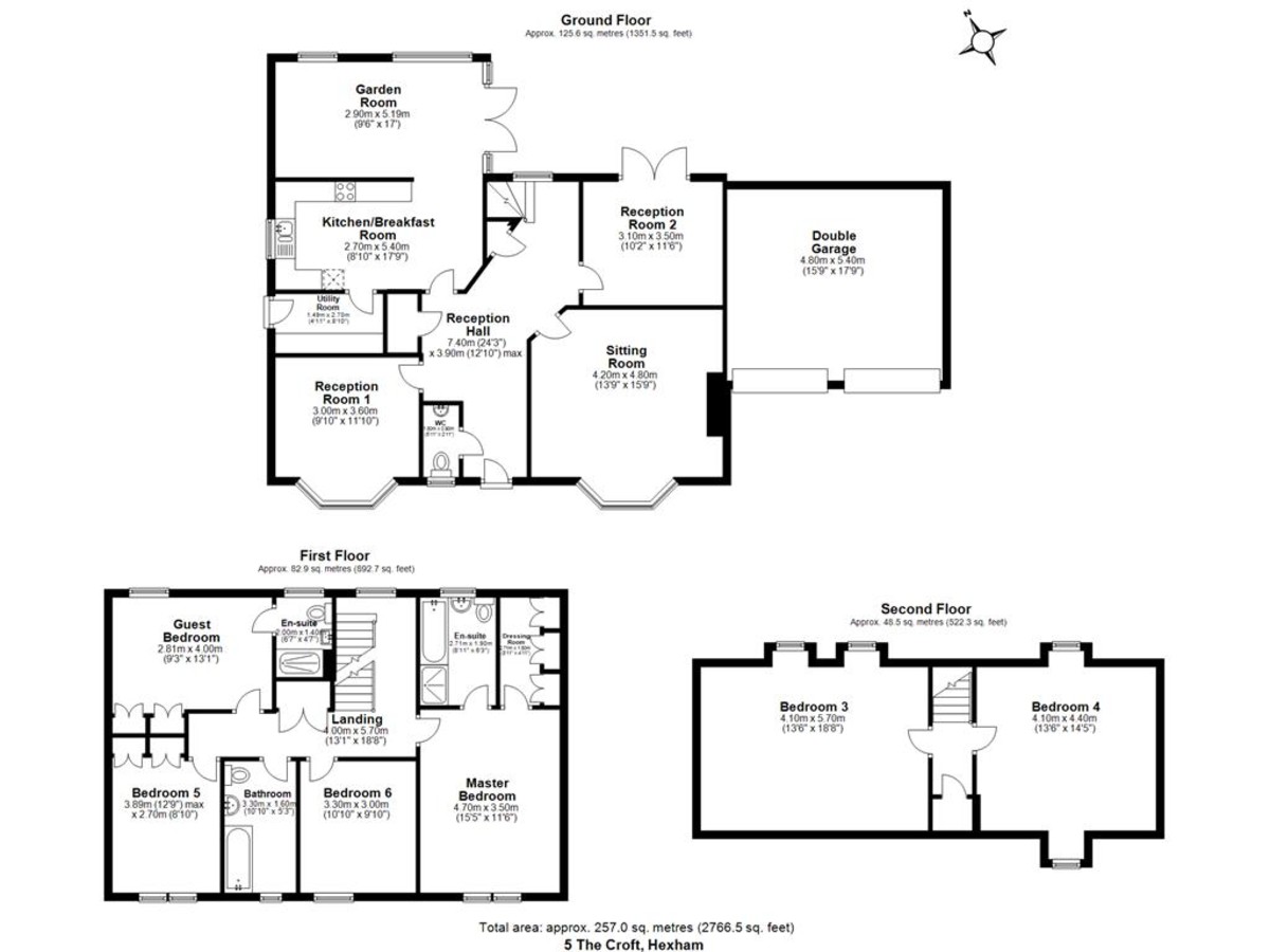 6 bed detached house for sale in The Croft, Hexham - Property floorplan