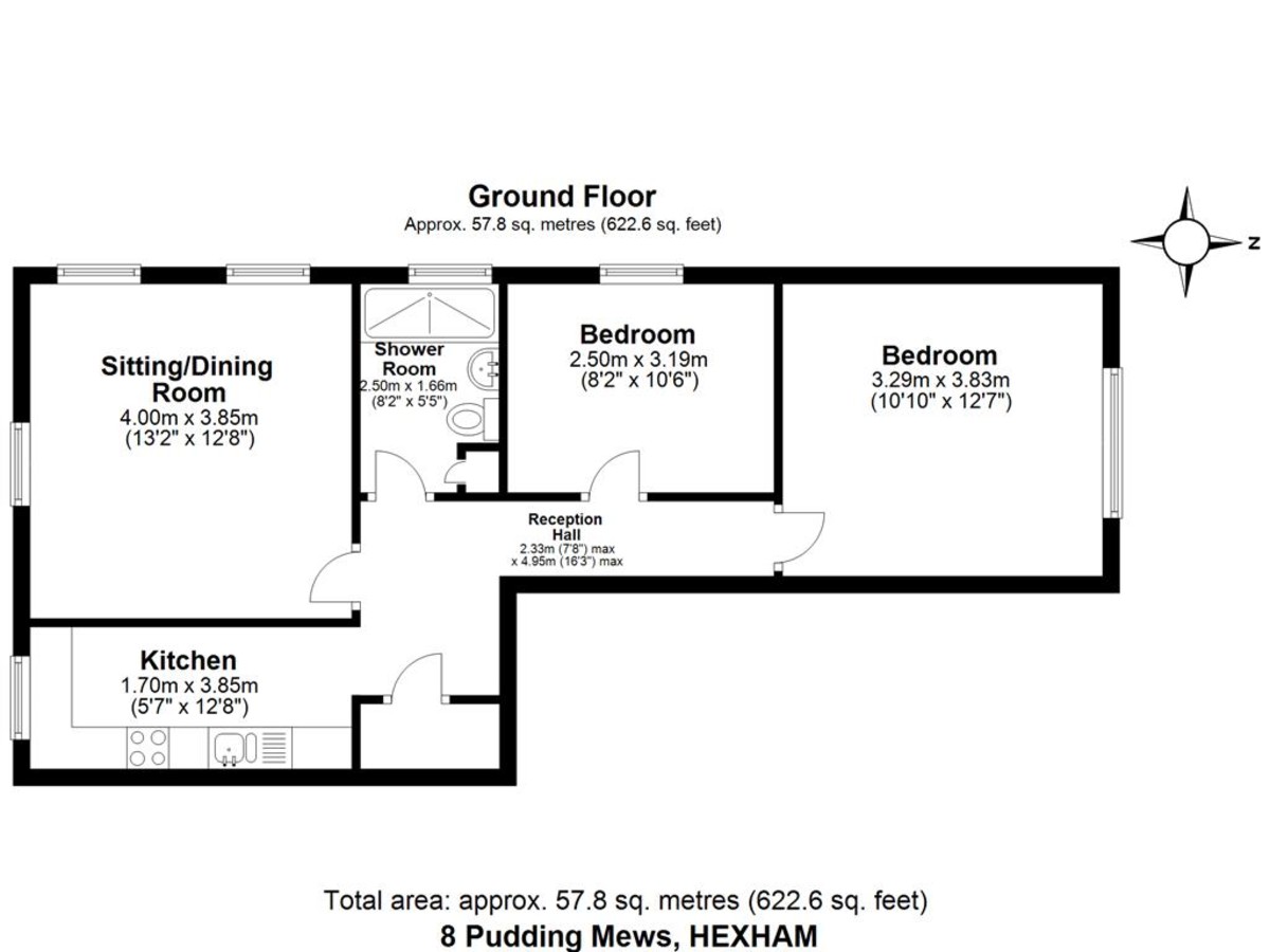 2 bed apartment for sale in Pudding Mews, Hexham - Property floorplan