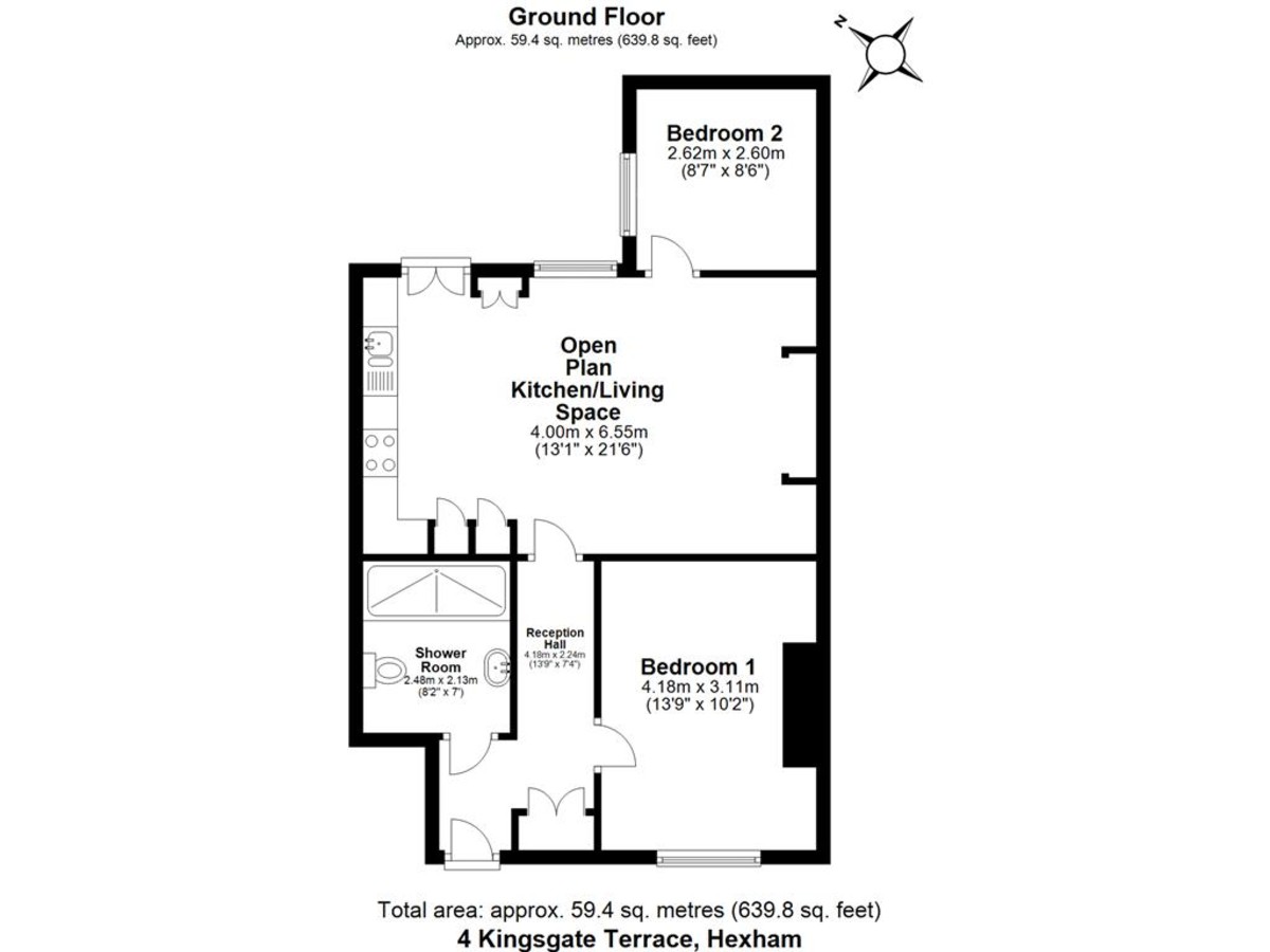 2 bed apartment for sale in Kingsgate Terrace, Hexham - Property floorplan