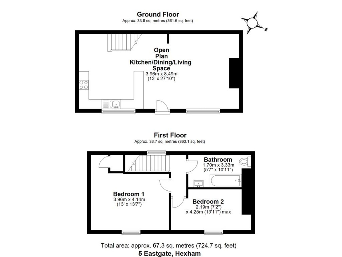 2 bed cottage to rent in Eastgate, Hexham - Property floorplan