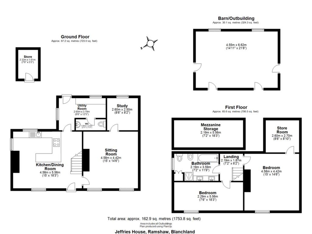 2 bed semi-detached house for sale in Ramshaw, Consett - Property floorplan