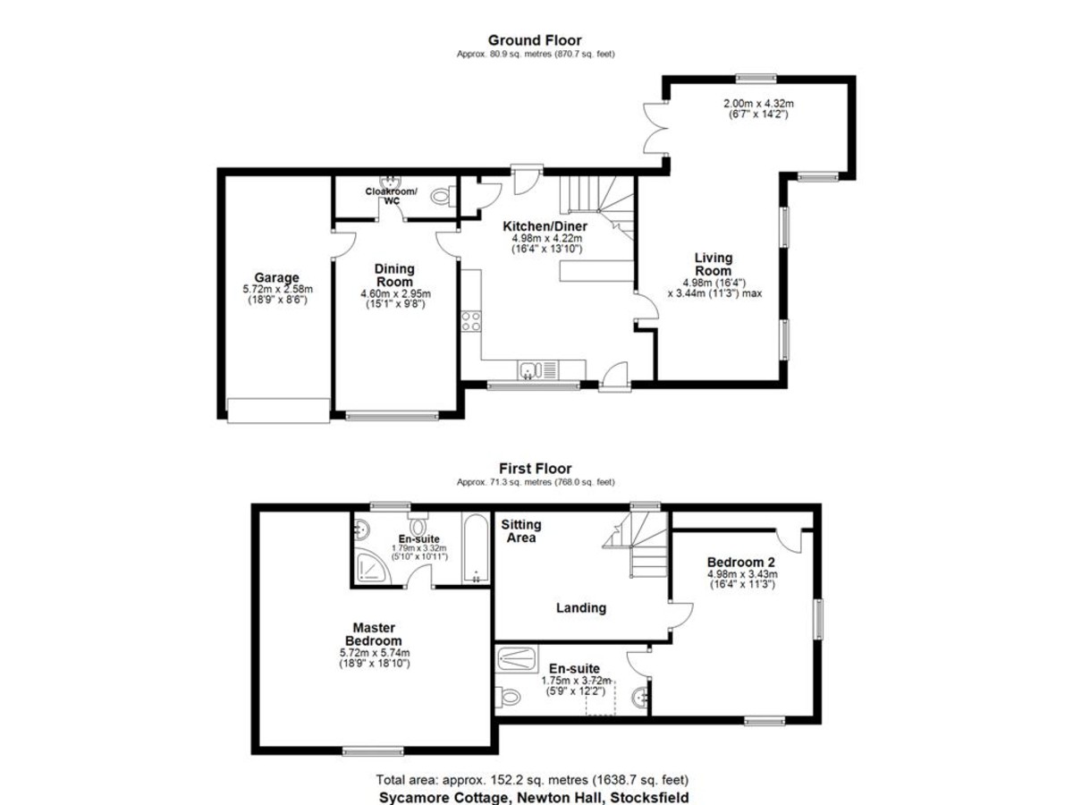 2 bed detached house for sale in Newton Hall, Stocksfield - Property floorplan