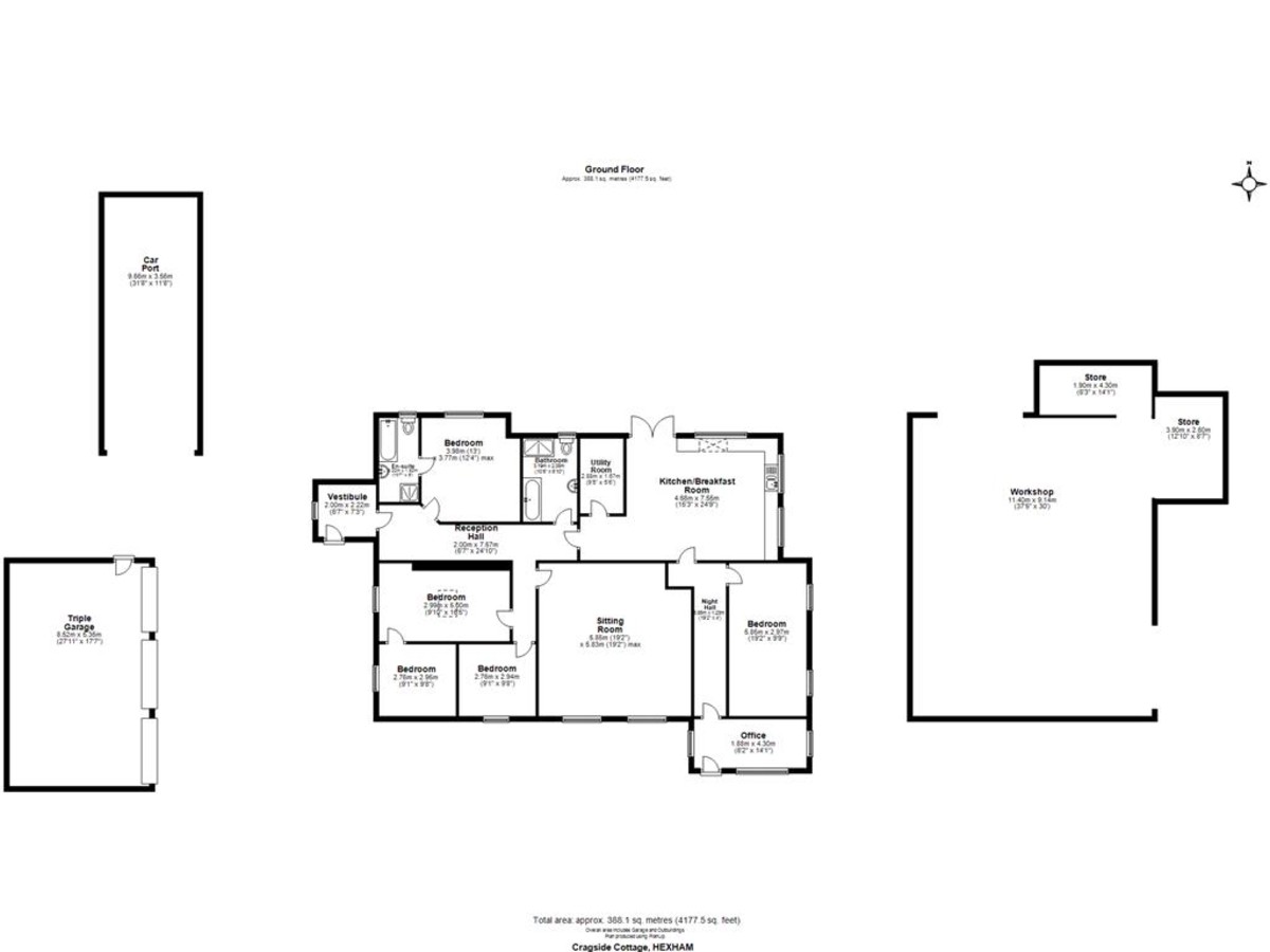 4 bed detached bungalow for sale, Hexham - Property floorplan