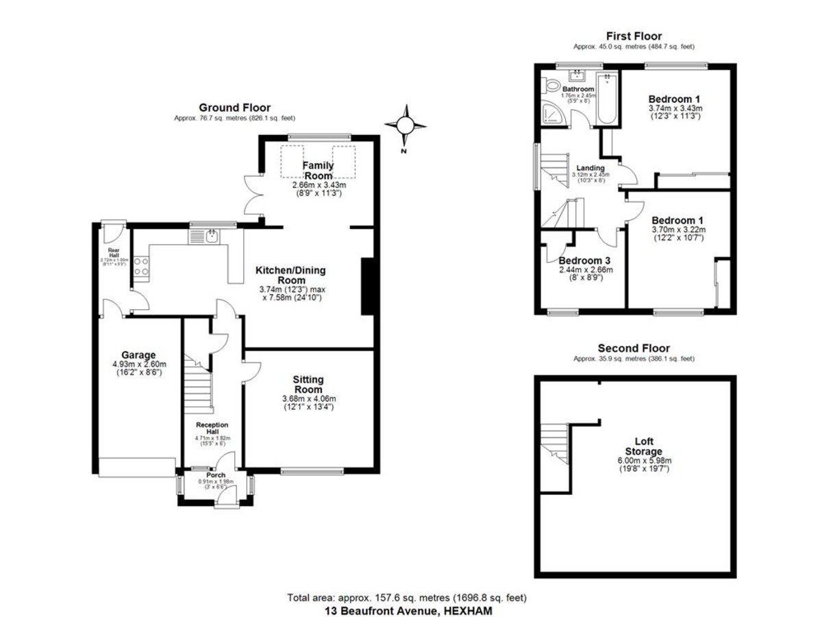 3 bed semi-detached house for sale in Beaufront Avenue, Hexham - Property floorplan