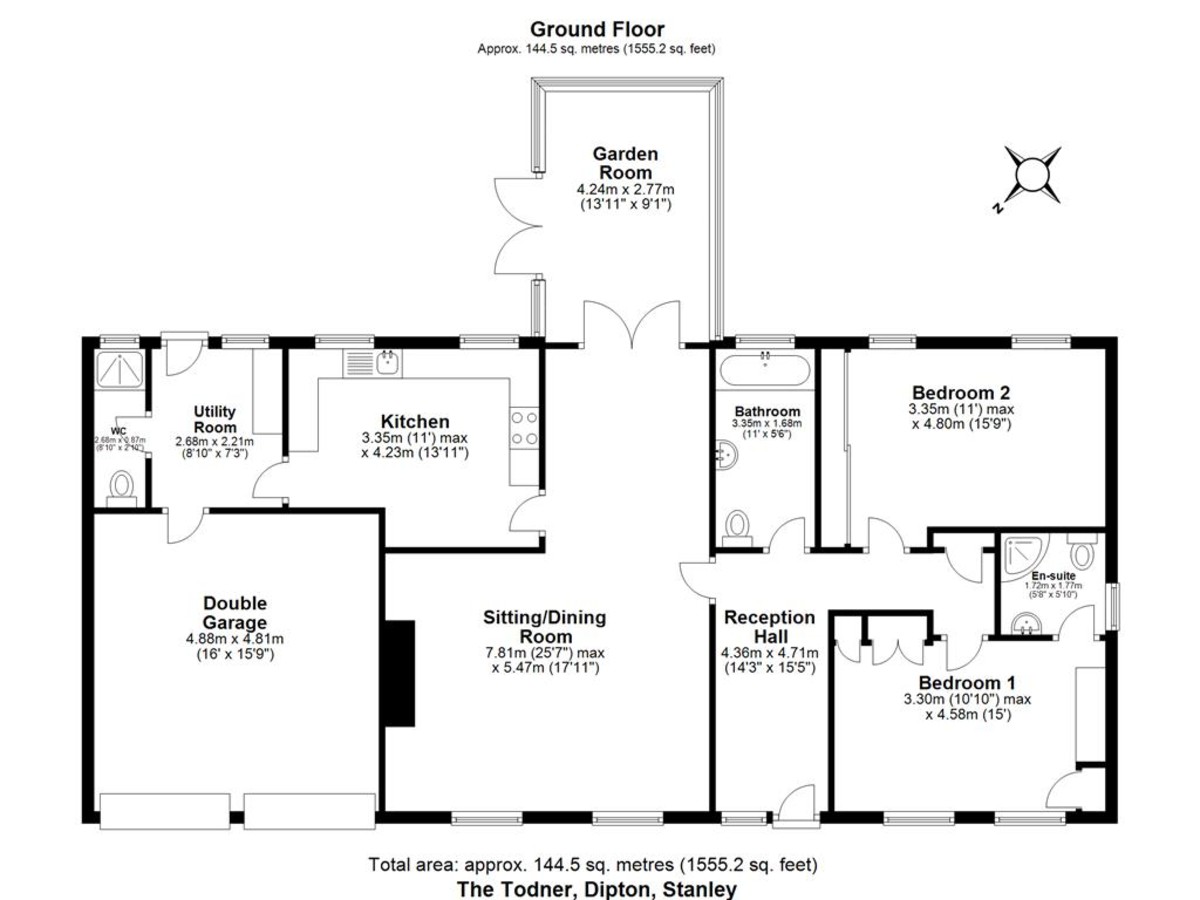 2 bed detached bungalow for sale in Front Street, Stanley - Property floorplan