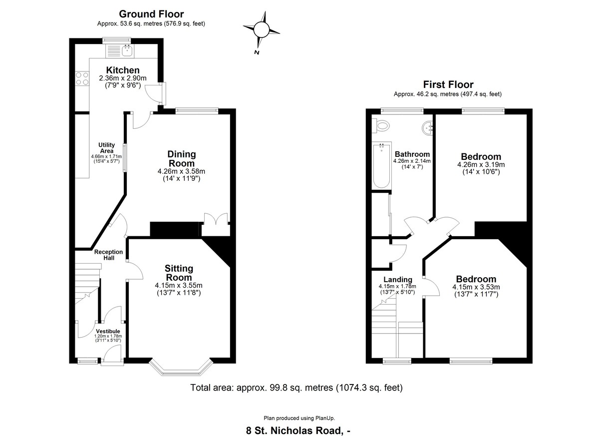 2 bed terraced house for sale in St. Nicholas Road, Hexham - Property floorplan