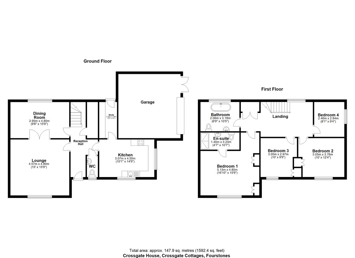 4 bed detached house for sale, Hexham - Property floorplan