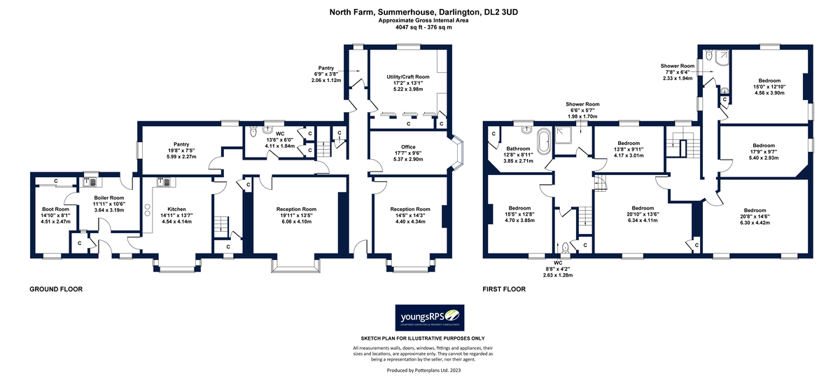 6 bed farm house for sale, Darlington - Property floorplan