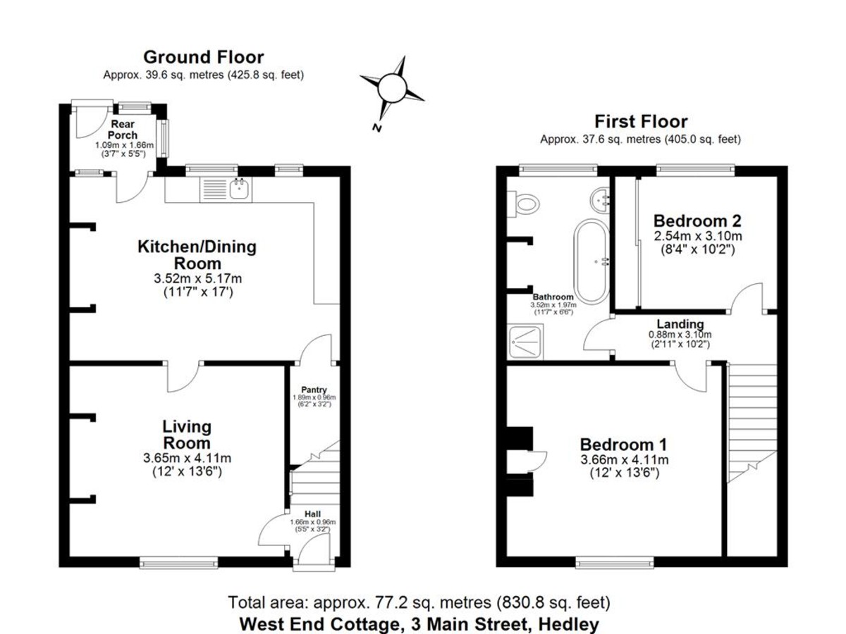 2 bed terraced house for sale in Main Road, Stocksfield - Property floorplan