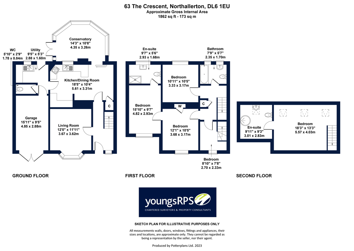 4 bed semi-detached house for sale in The Crescent, Northallerton - Property floorplan