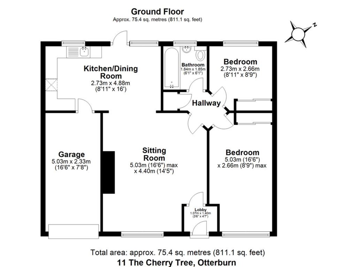 2 bed semi-detached bungalow for sale in The Cherry Trees, Newcastle Upon Tyne - Property floorplan