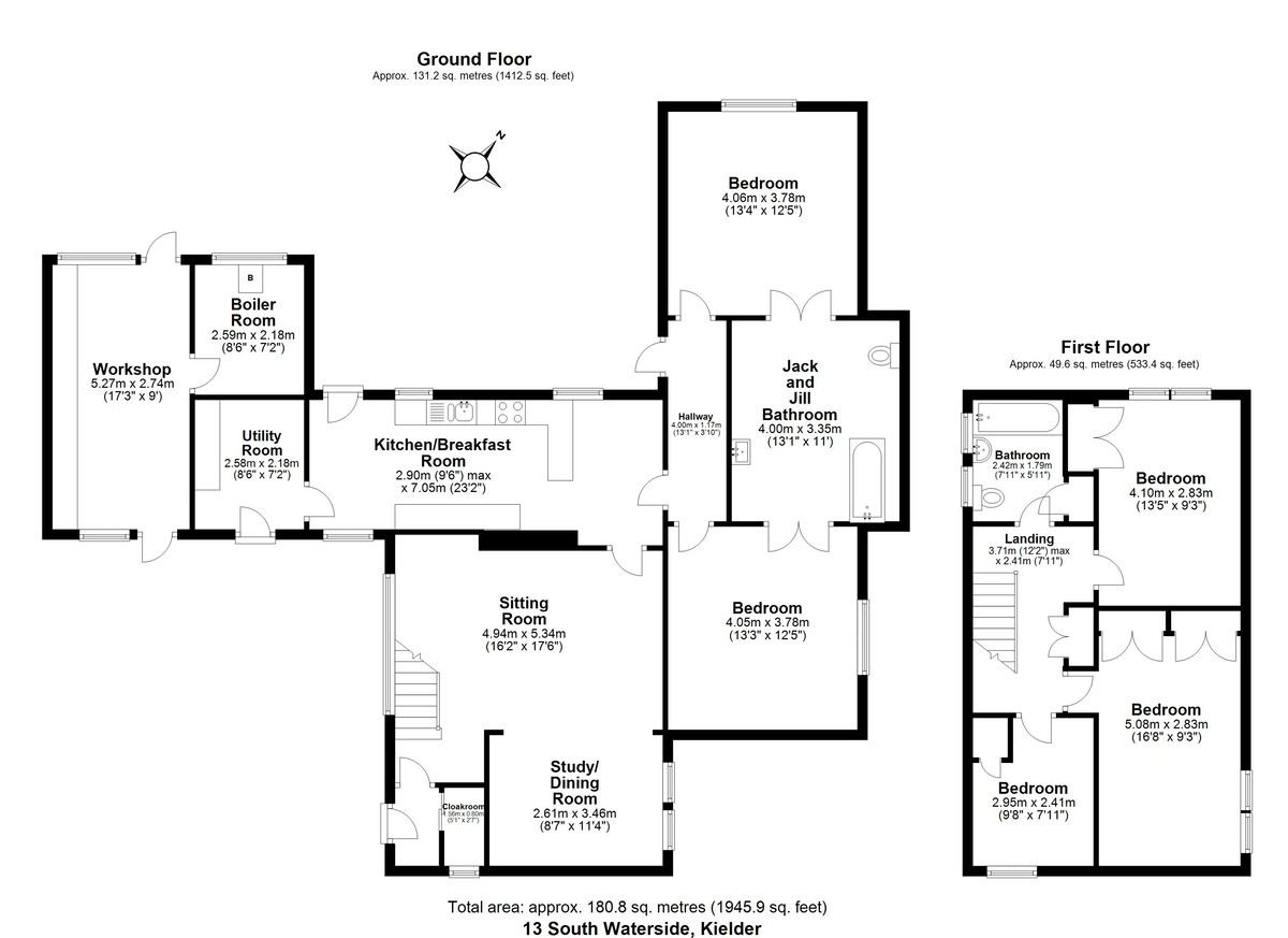5 bed link detached house for sale in South Waterside, Hexham - Property floorplan