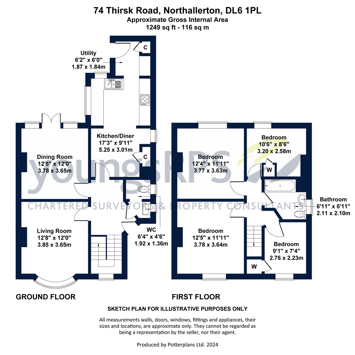 4 bed semi-detached house for sale in Thirsk Road, Northallerton - Property floorplan
