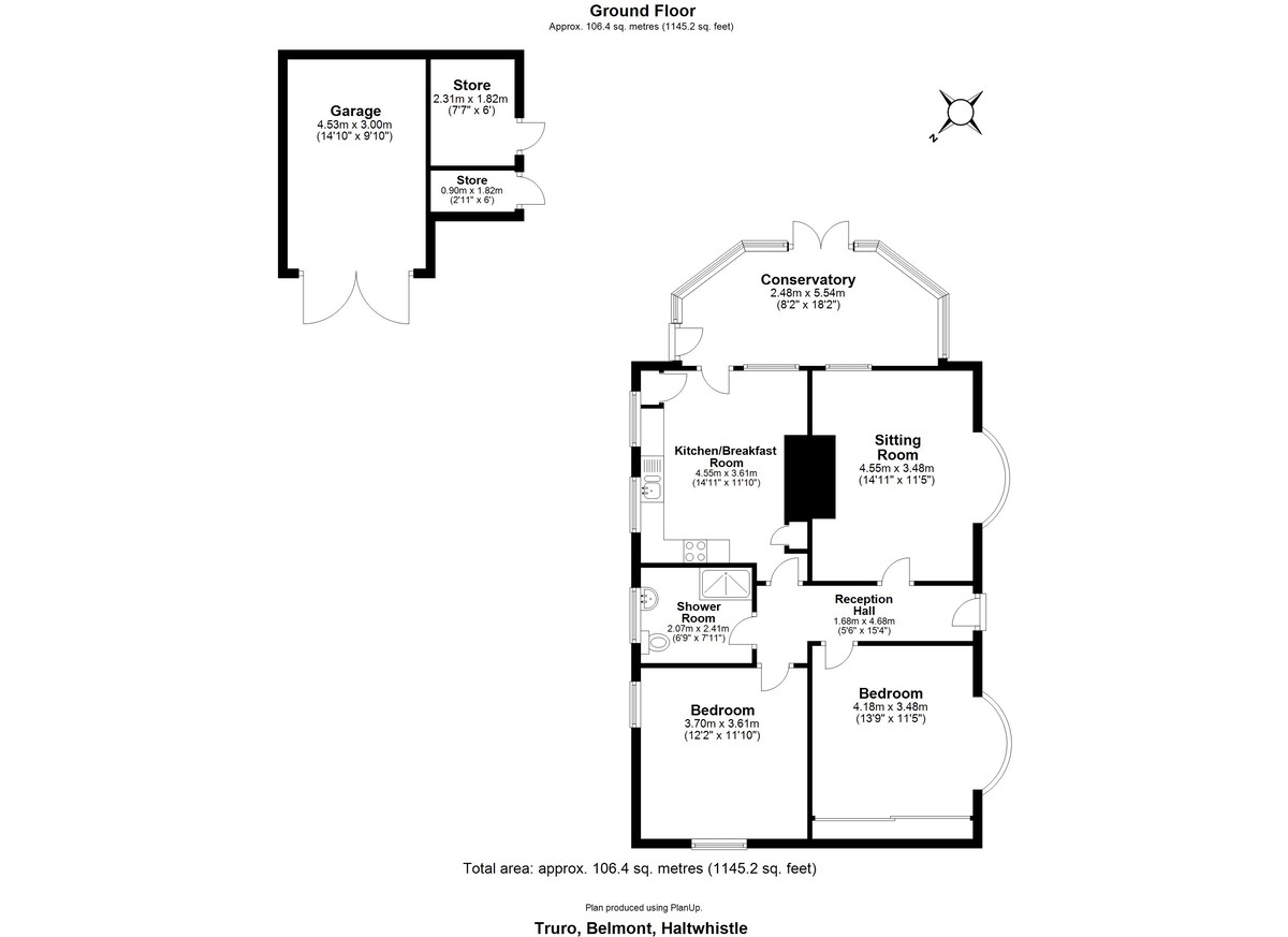 2 bed detached bungalow for sale in Belmont, Hexham - Property floorplan