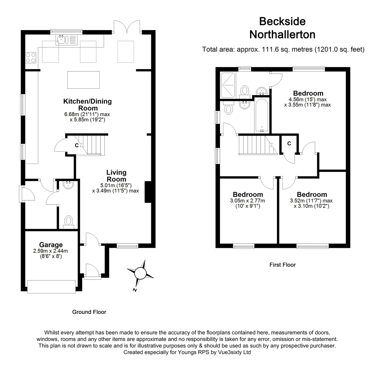 3 bed detached house for sale in Beckside, Northallerton - Property floorplan