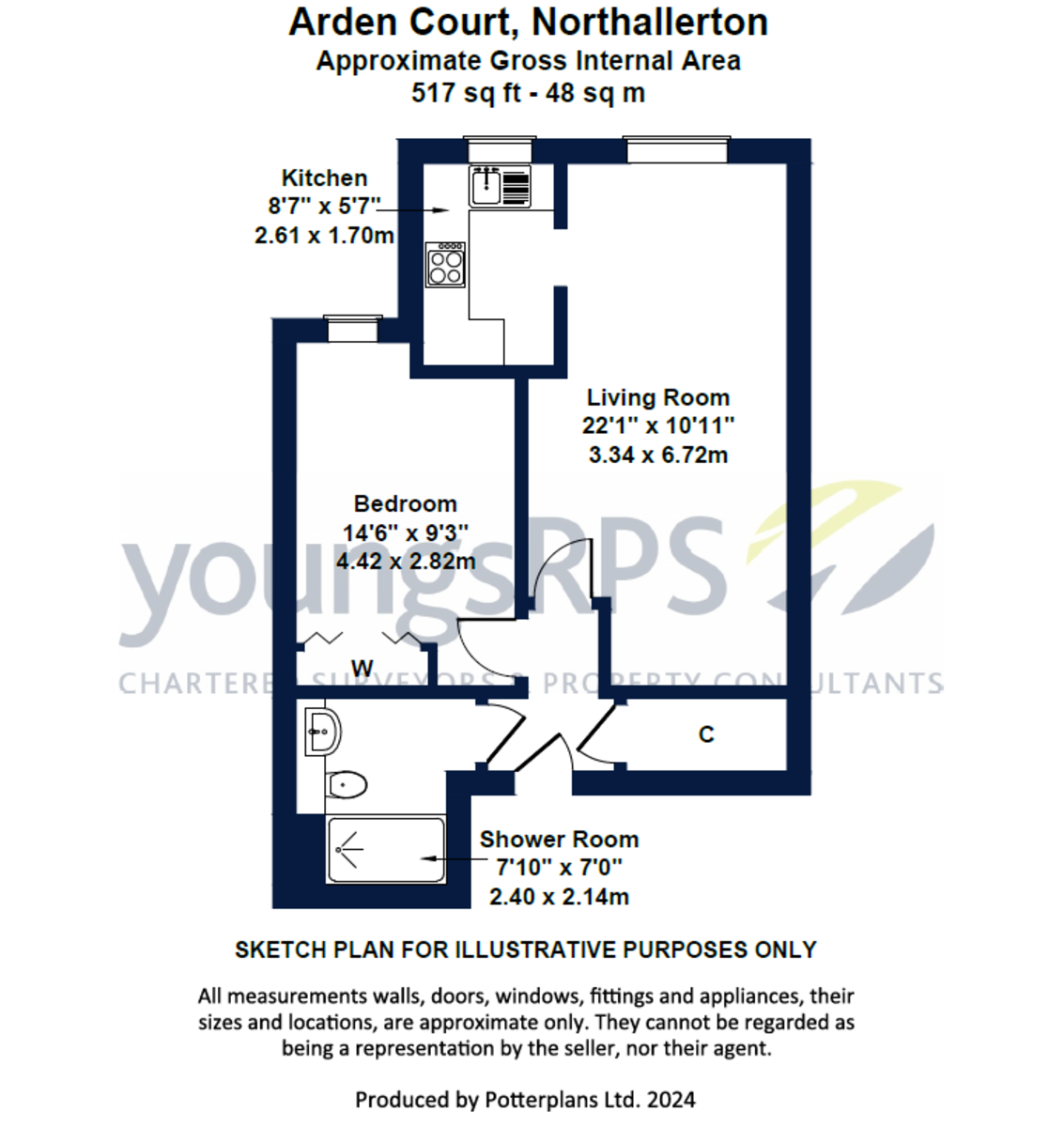 1 bed apartment for sale in Arden Court, Northallerton - Property floorplan