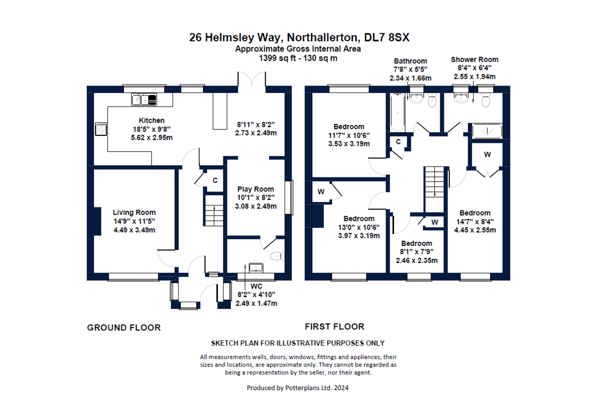 4 bed semi-detached house for sale in Helmsley Way, Northallerton - Property floorplan