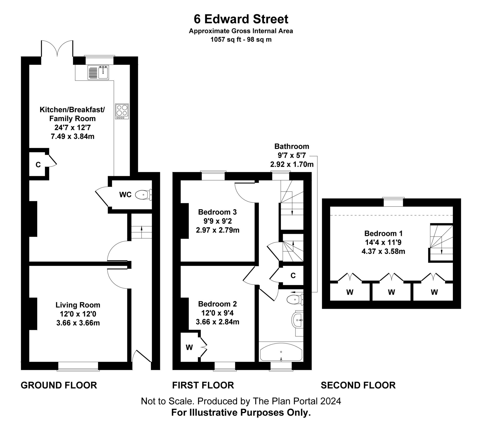3 bed terraced house for sale in Edward Street, Blandford Forum - Property floorplan