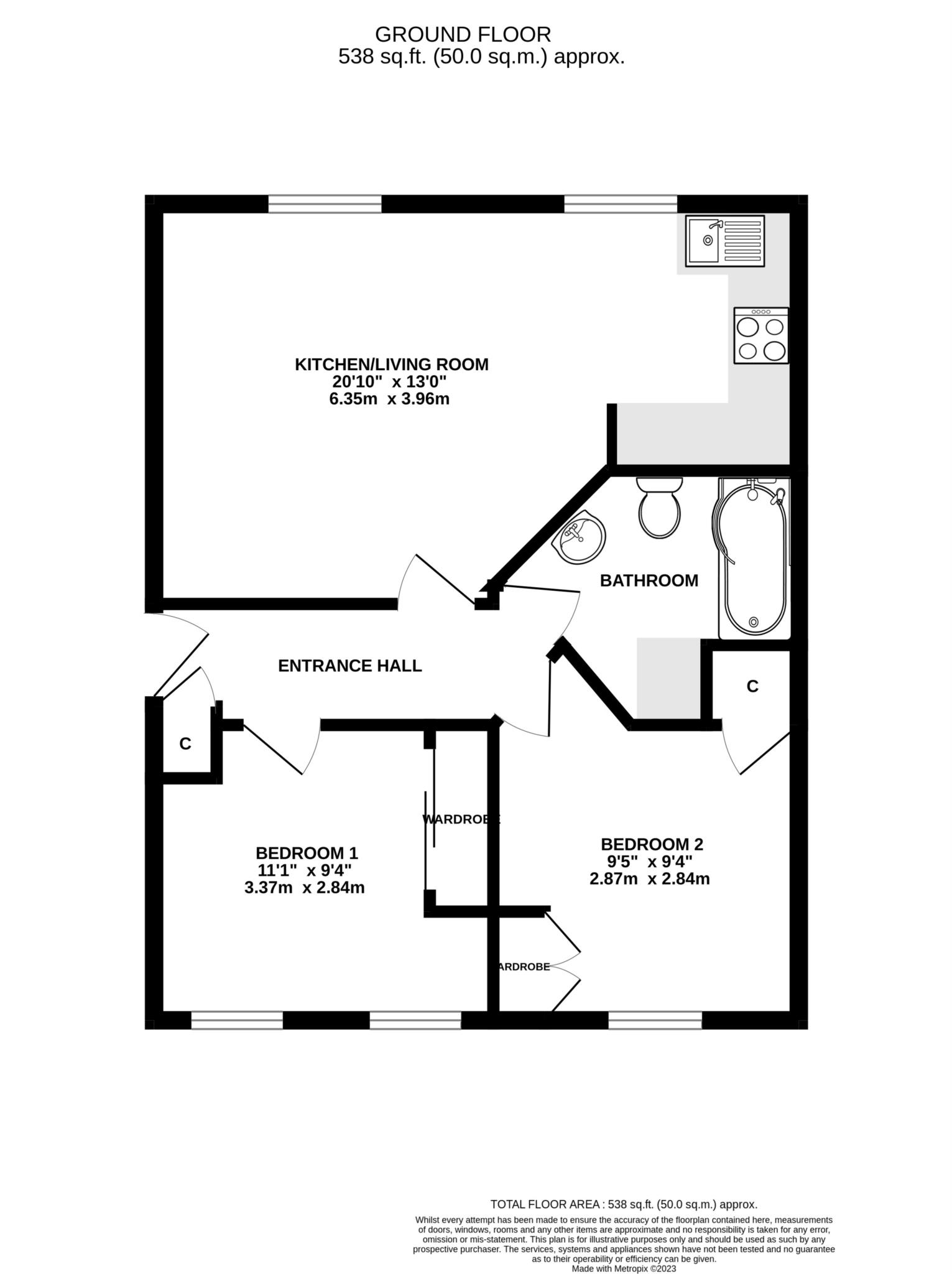 2 bed flat for sale in Salisbury Road, Blandford Forum - Property floorplan