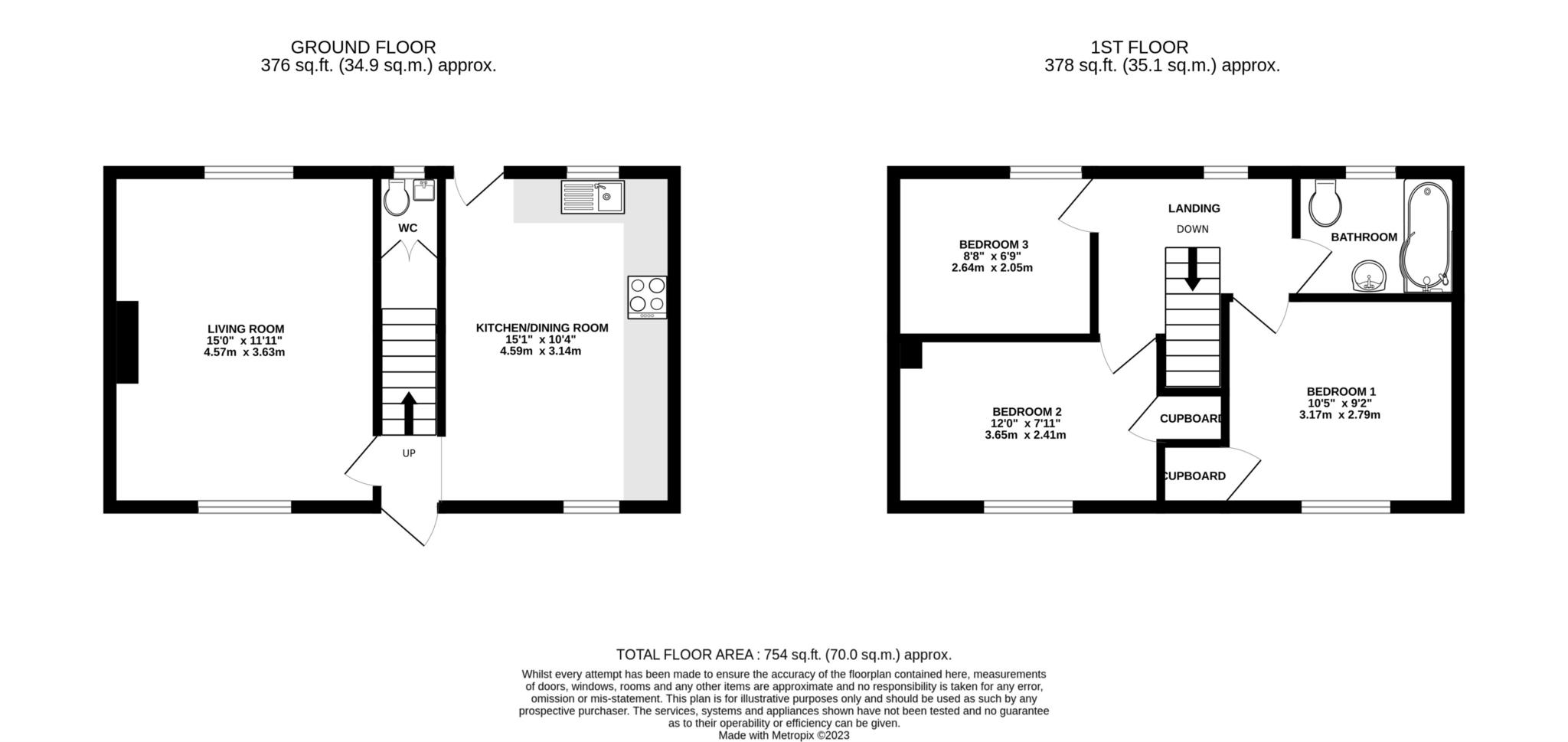 3 bed terraced house for sale in Elizabeth Road, Blandford Forum - Property floorplan