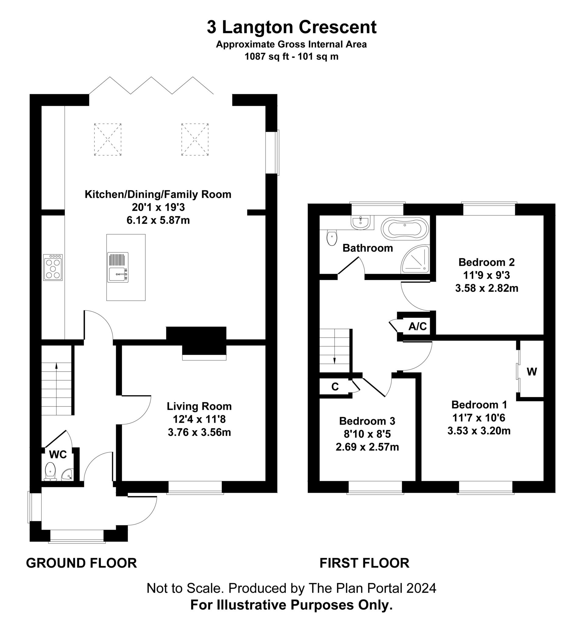 3 bed end of terrace house for sale in Langton Crescent, Blandford Forum - Property floorplan