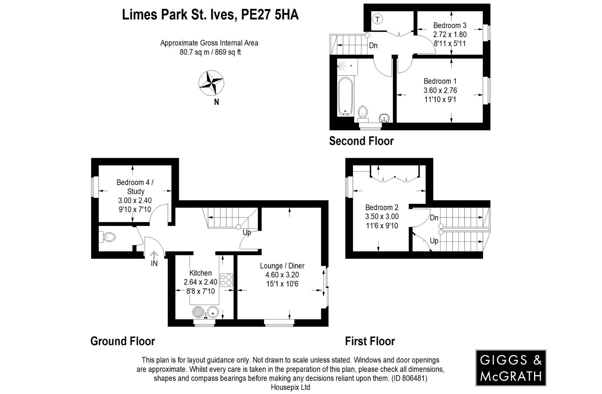 3 bed end of terrace house for sale in Limes Park, St Ives - Property Floorplan