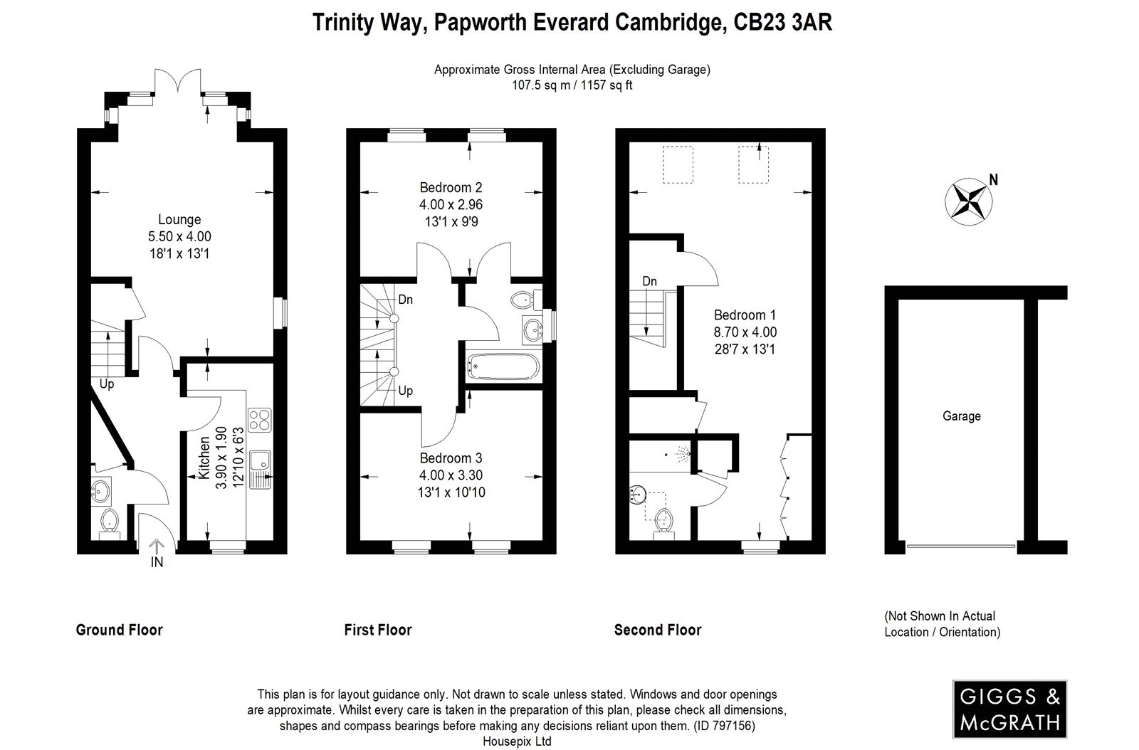 3 bed semi-detached house for sale in Trinity Way, Cambridge - Property Floorplan