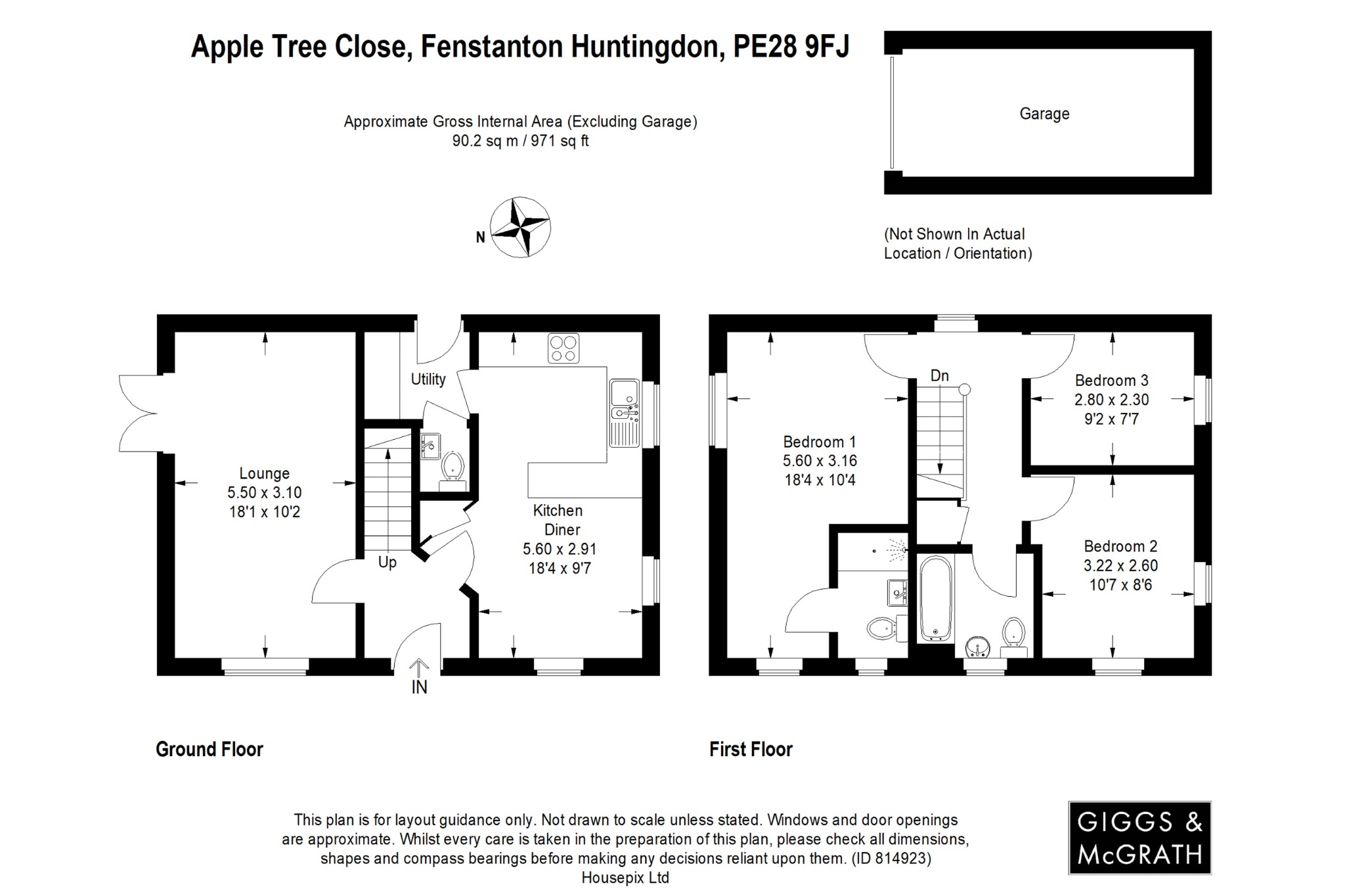 3 bed detached house for sale in Apple Tree Close, Huntingdon - Property Floorplan