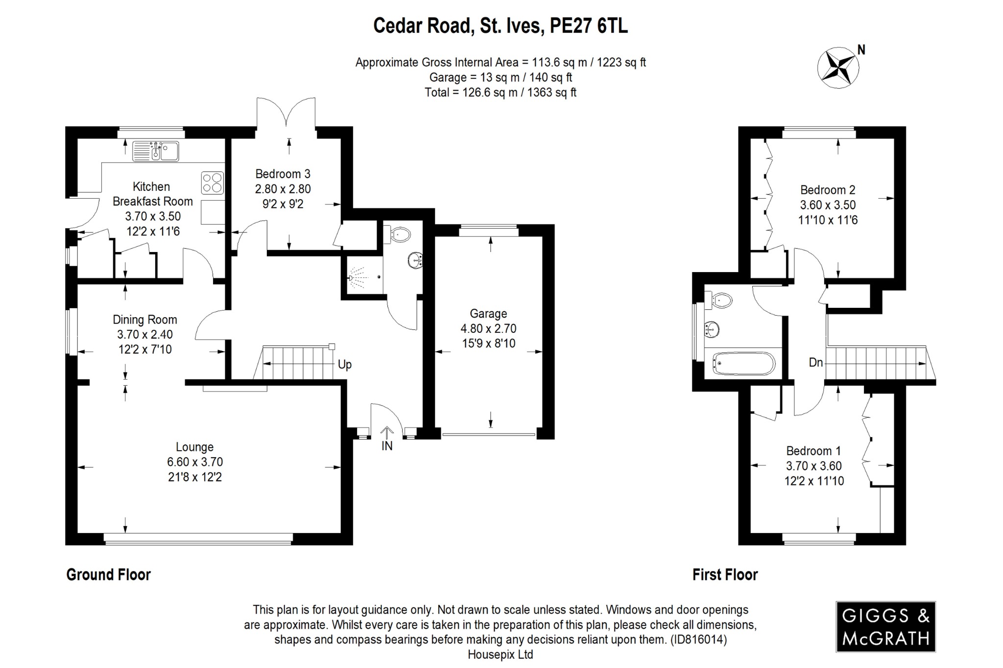 3 bed detached house for sale in Cedar Road, St. Ives - Property Floorplan