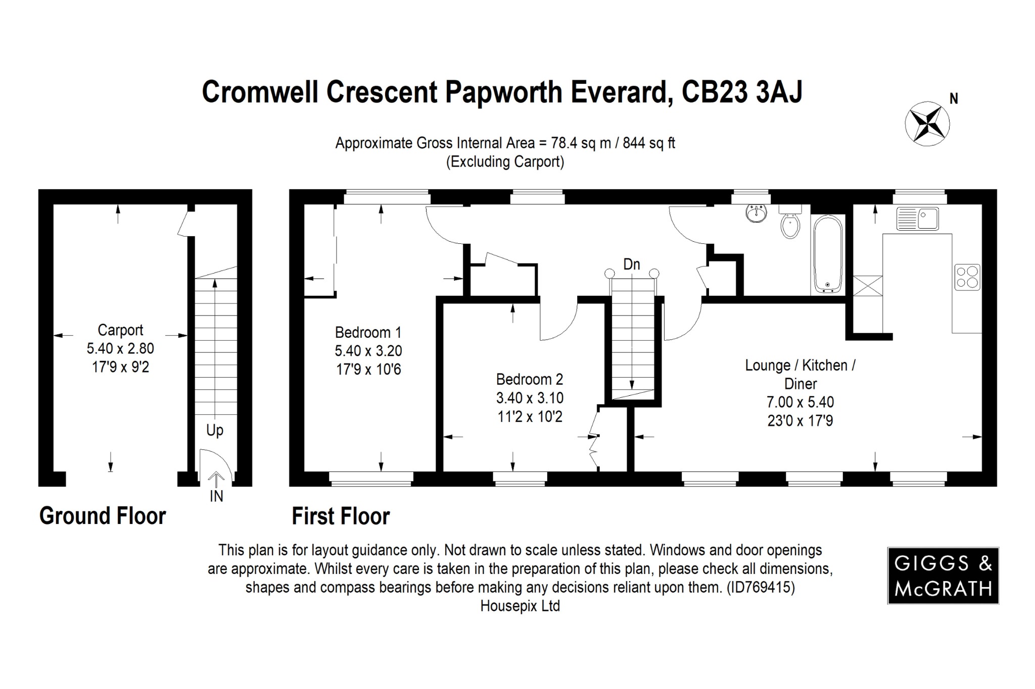 2 bed flat for sale in Cromwell Crescent, Cambridge - Property Floorplan