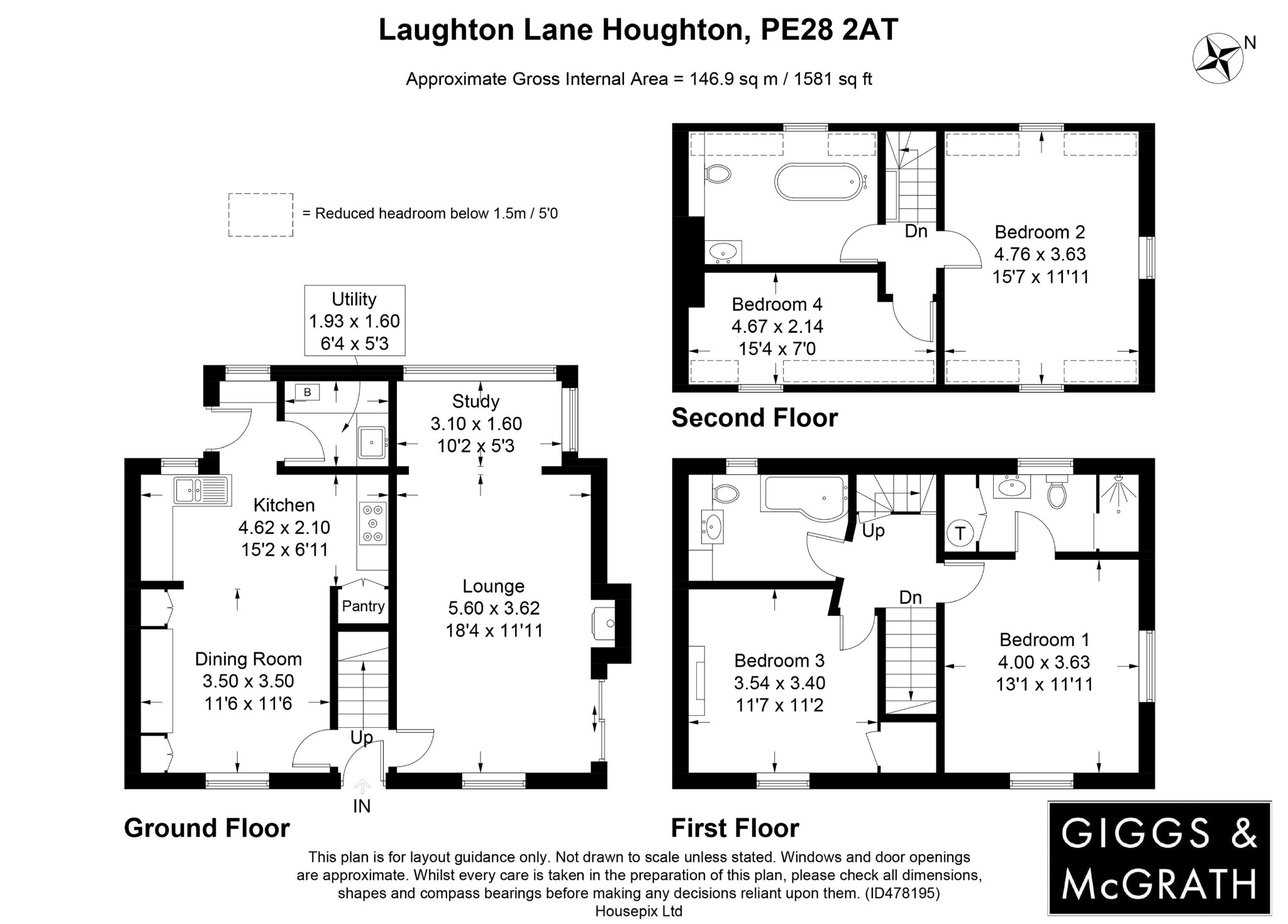 4 bed semi-detached house for sale in Laughtons Lane, Huntingdon - Property Floorplan