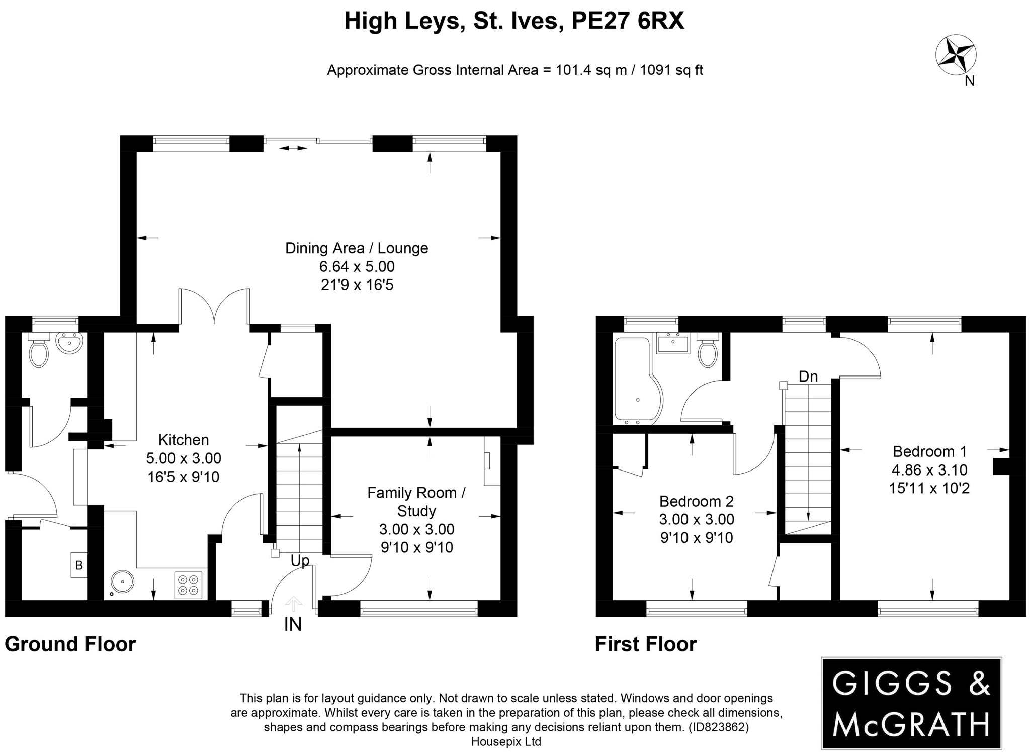 2 bed semi-detached house for sale in High Leys, St. Ives - Property Floorplan