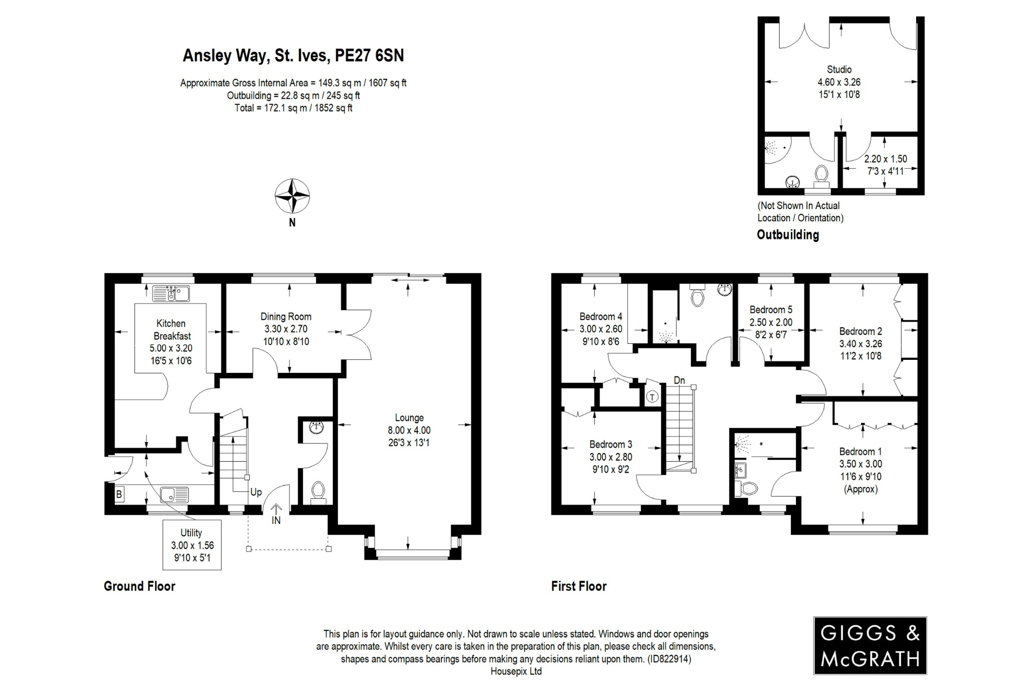 5 bed detached house for sale in Ansley Way, St Ives - Property Floorplan