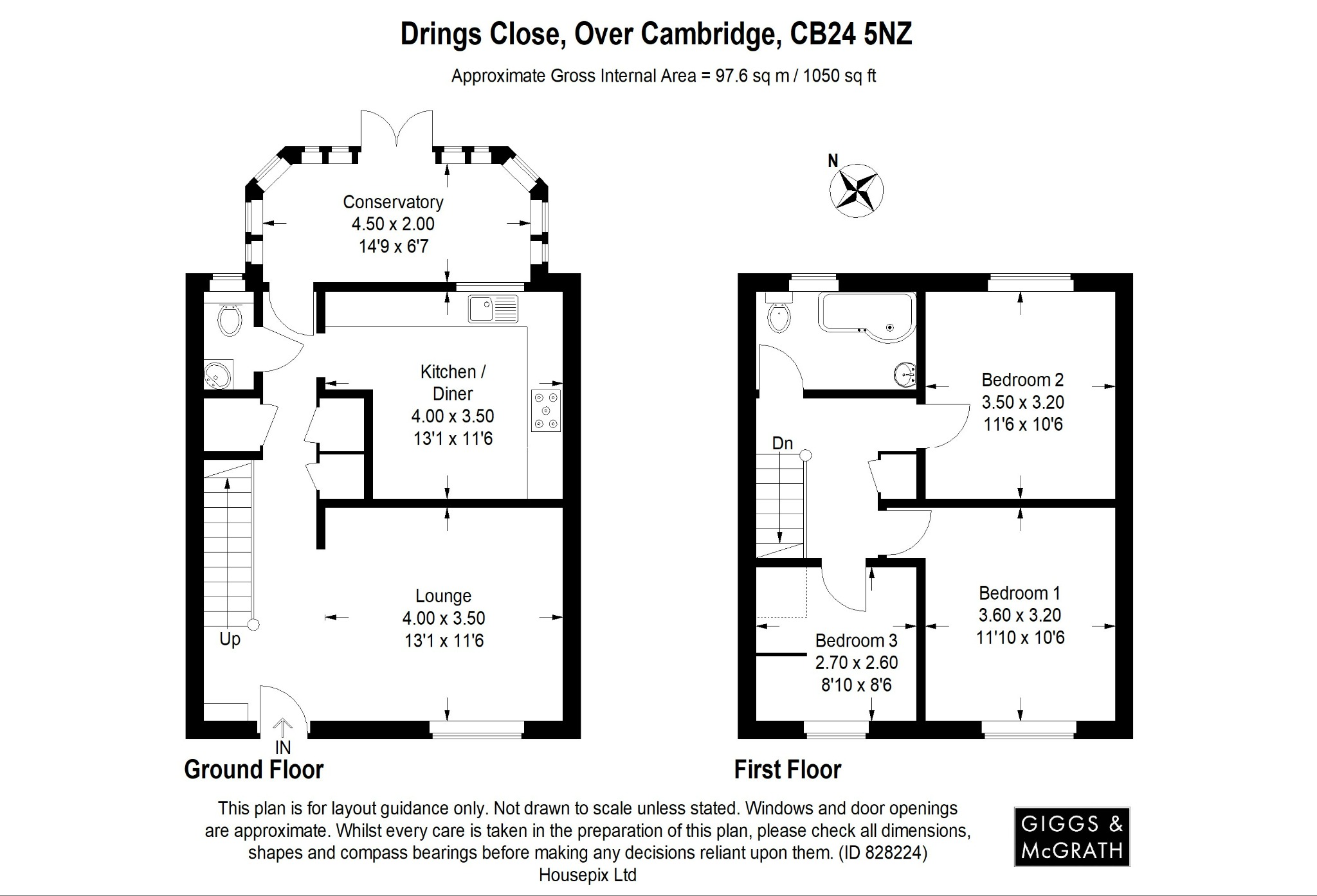 3 bed terraced house for sale in Drings Close, Cambridge - Property Floorplan