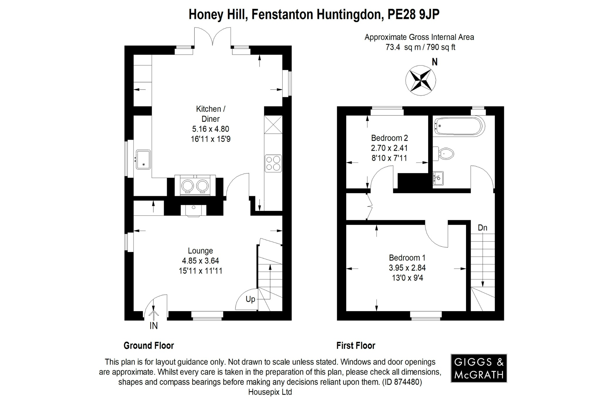 2 bed detached house for sale in Honey Hill, Huntingdon - Property Floorplan