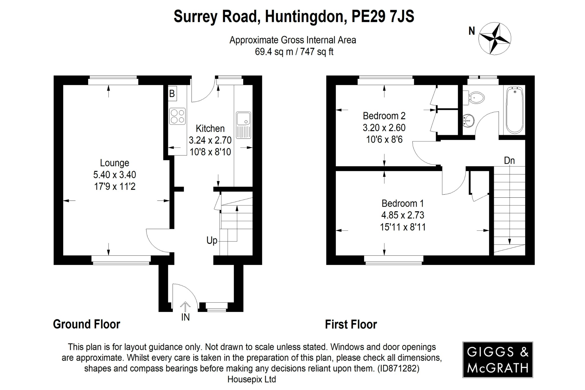 2 bed end of terrace house for sale in Surrey Road, Huntingdon - Property Floorplan