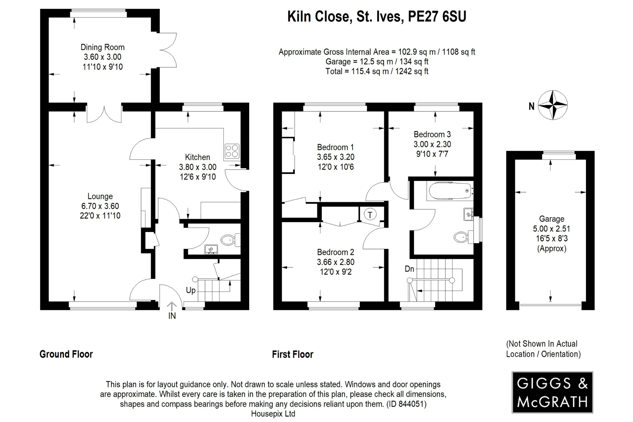 3 bed detached house for sale in Kiln Close, St Ives - Property Floorplan
