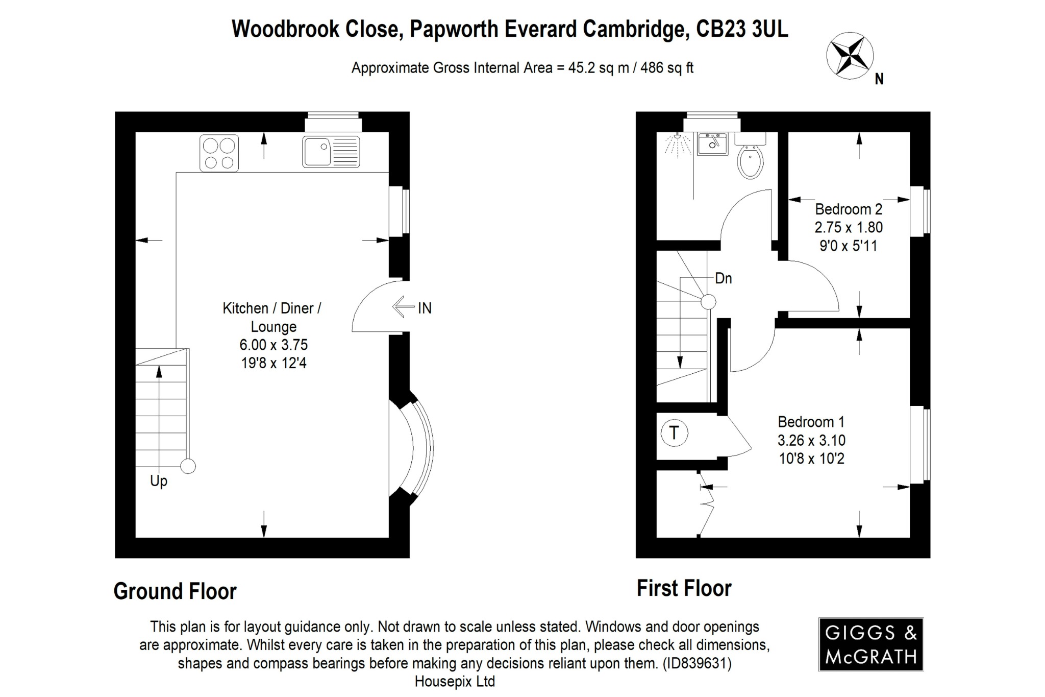 2 bed end of terrace house for sale in Woodbrook Close, Cambridge - Property Floorplan