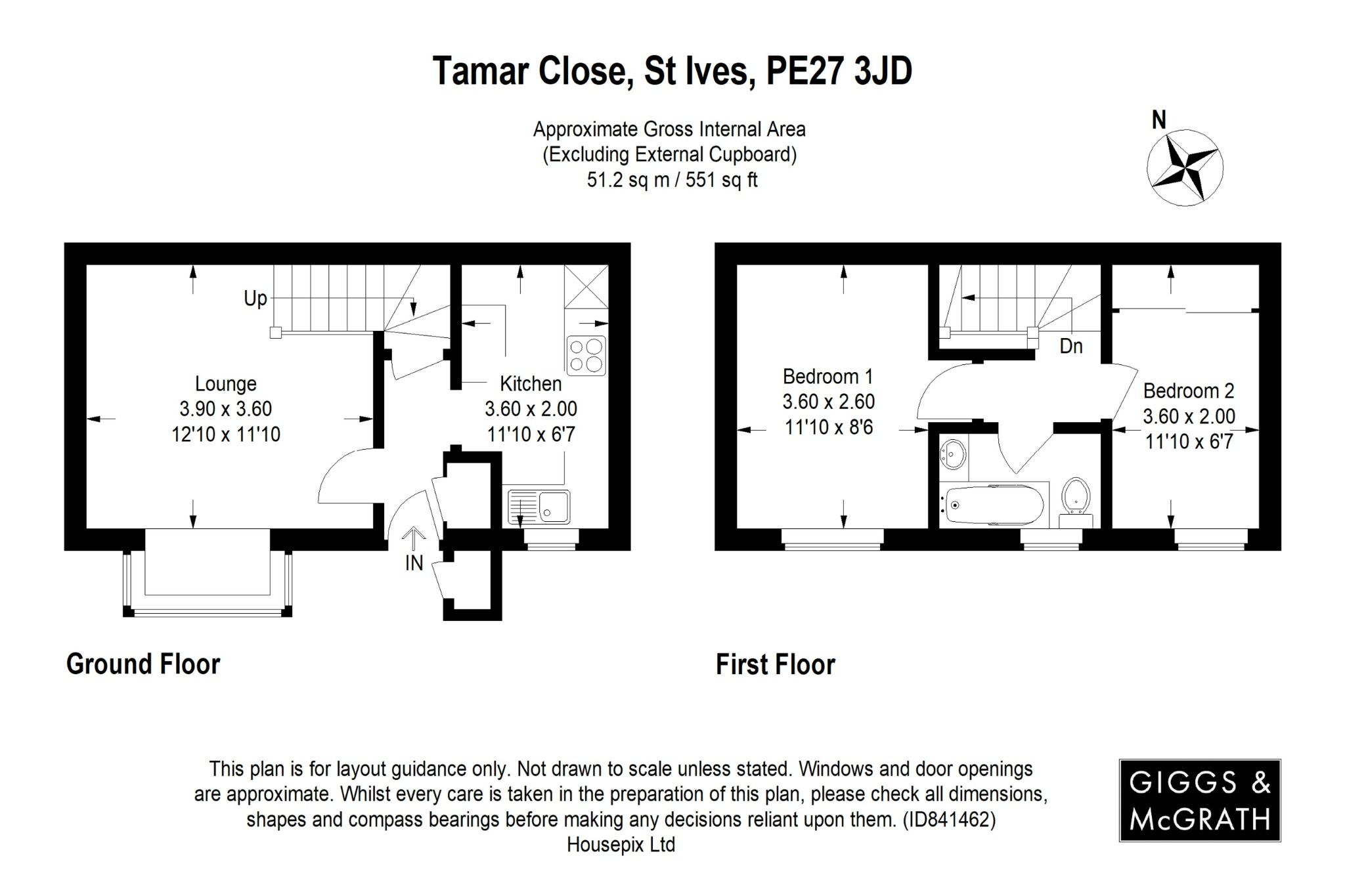 2 bed end of terrace house for sale in Tamar Close, St. Ives - Property Floorplan