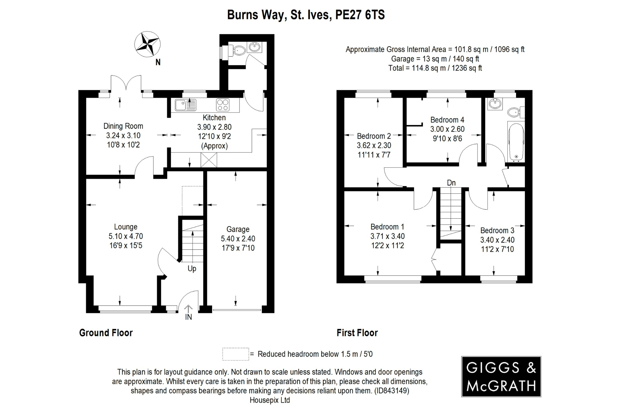 4 bed terraced house for sale in Burns Way, St. Ives - Property Floorplan
