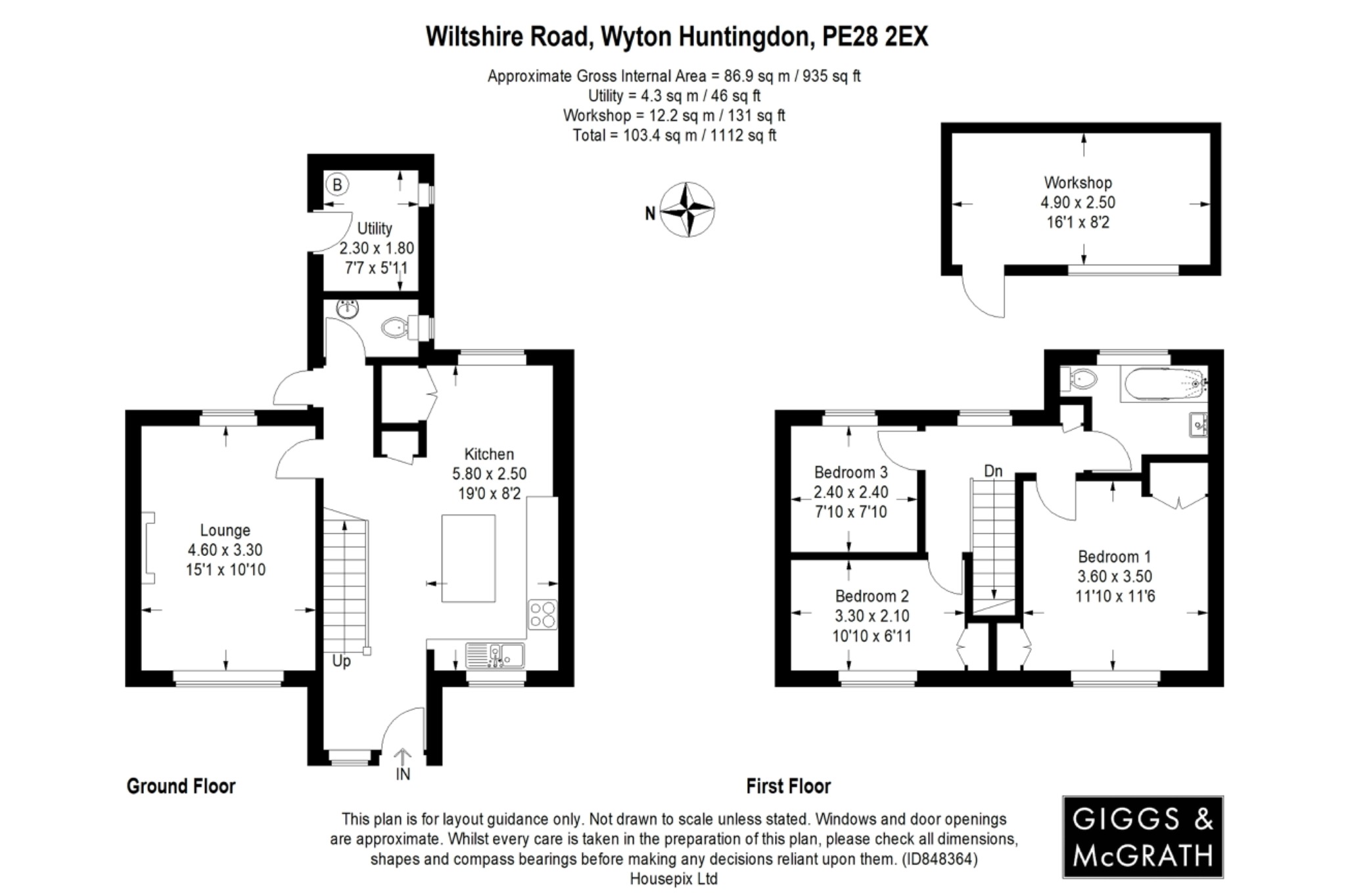 3 bed semi-detached house for sale in Wiltshire Road, Huntingdon - Property Floorplan