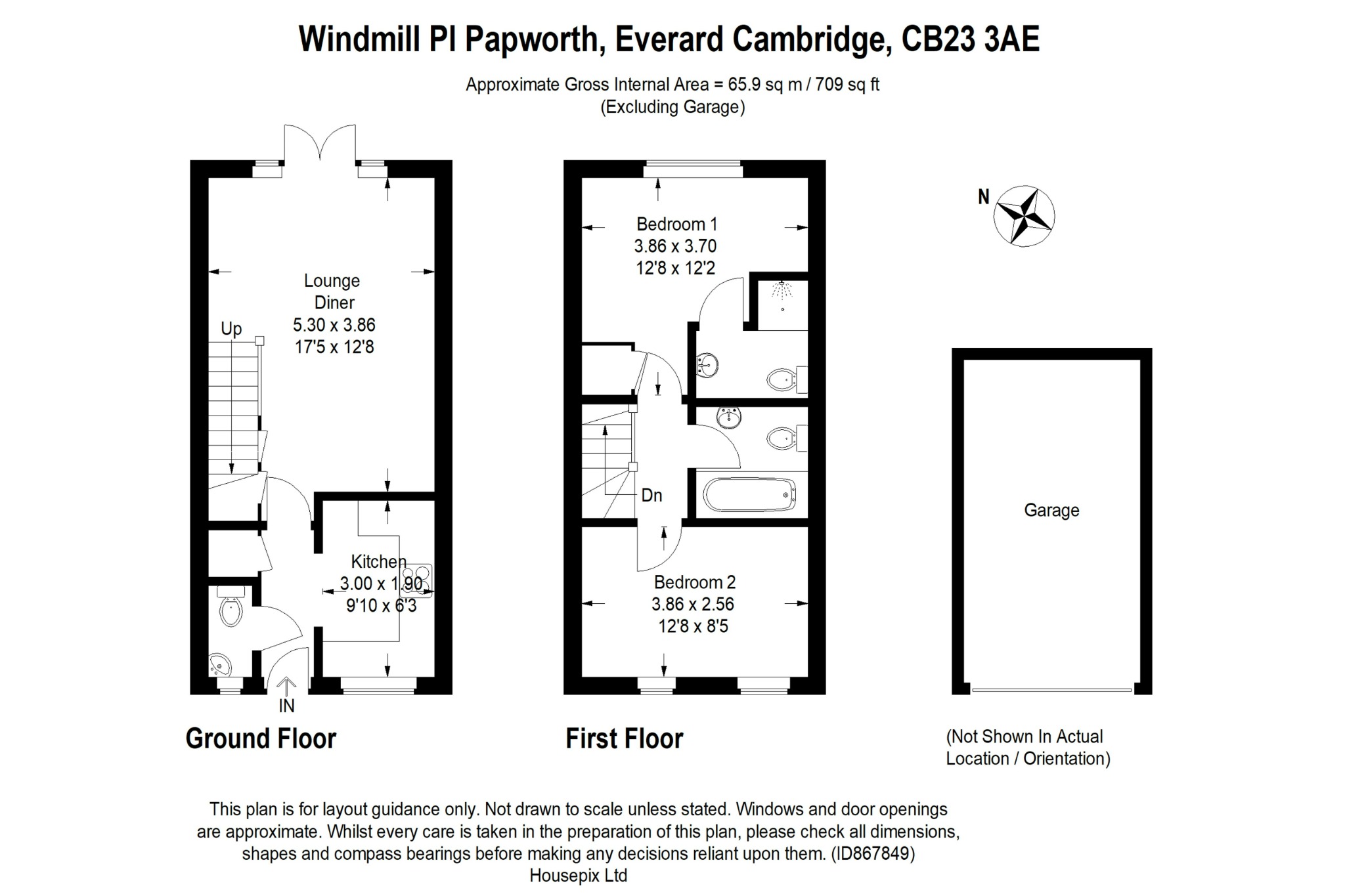 2 bed end of terrace house for sale in Windmill Place, Cambridge - Property Floorplan
