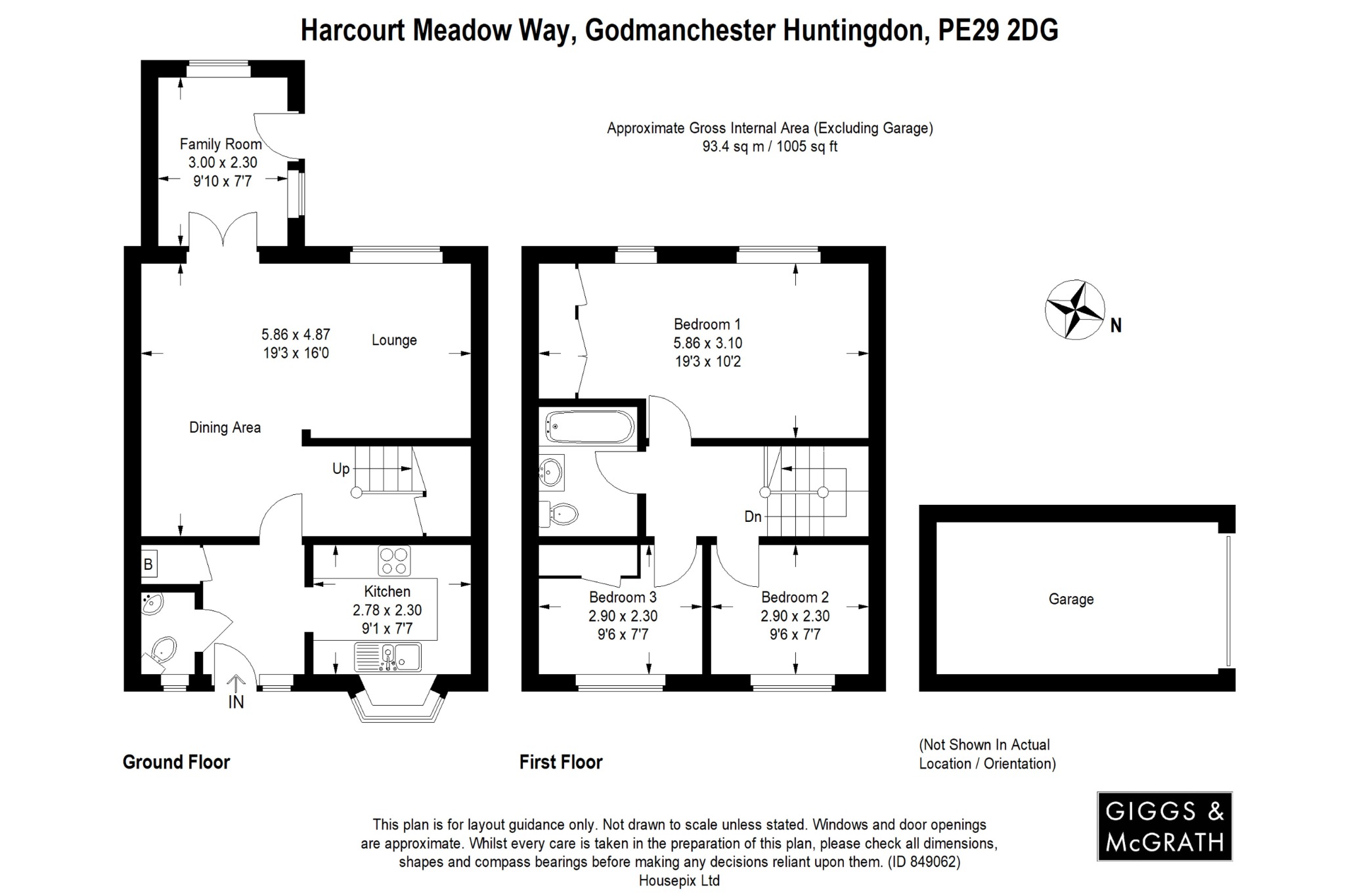 3 bed terraced house for sale in Meadow Way, Huntingdon - Property Floorplan