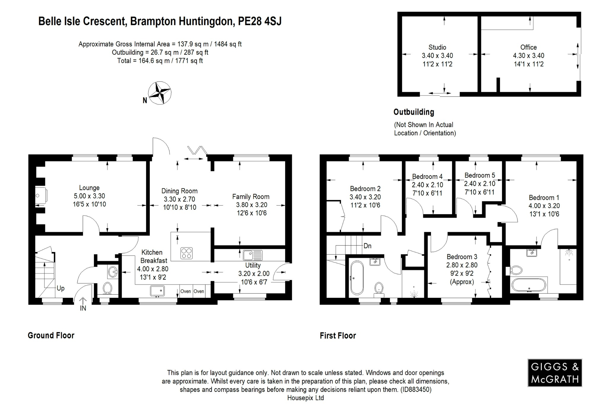 5 bed semi-detached house for sale in Belle Isle Crescent, Huntingdon - Property Floorplan