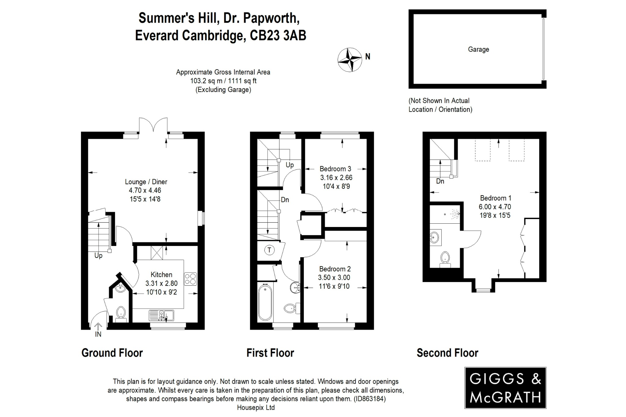 3 bed semi-detached house for sale in Summers Hill Drive, Cambridge - Property Floorplan