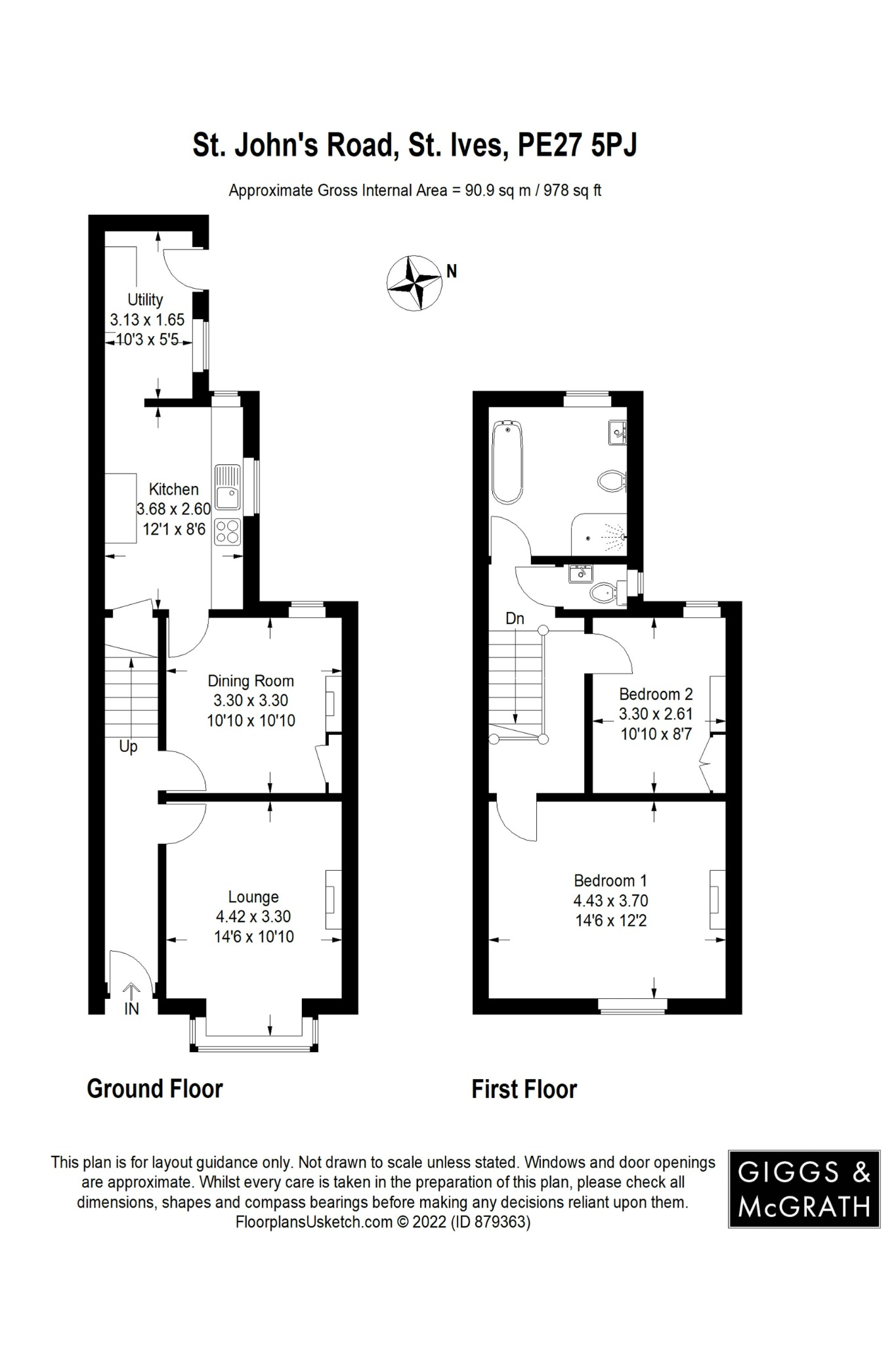 2 bed terraced house for sale in St. Johns Road, St. Ives - Property Floorplan
