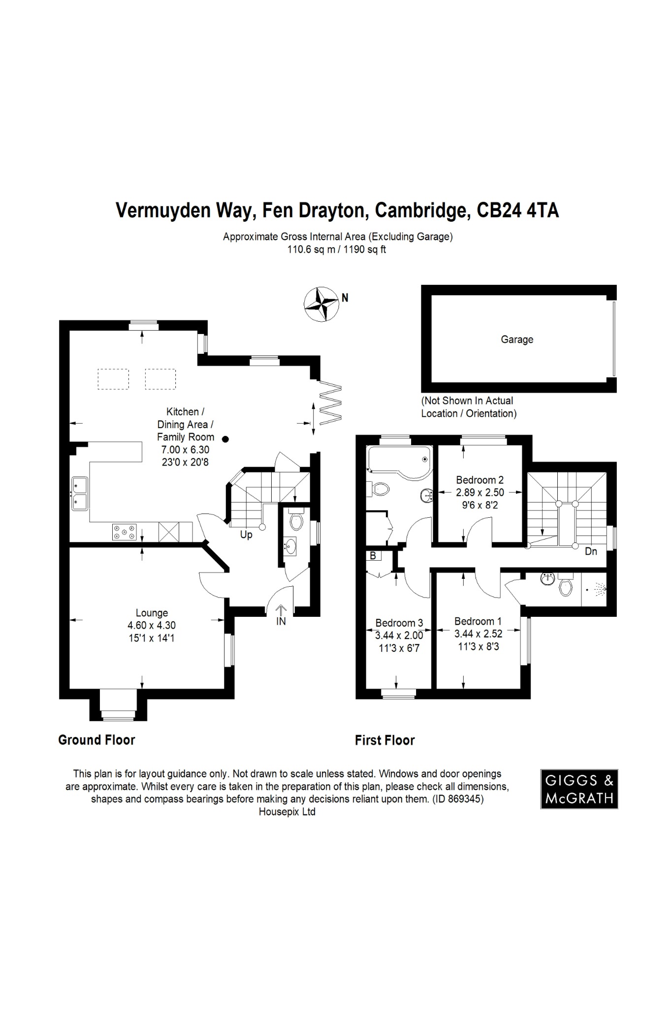 3 bed end of terrace house for sale in Vermuyden Way, Cambridge - Property Floorplan