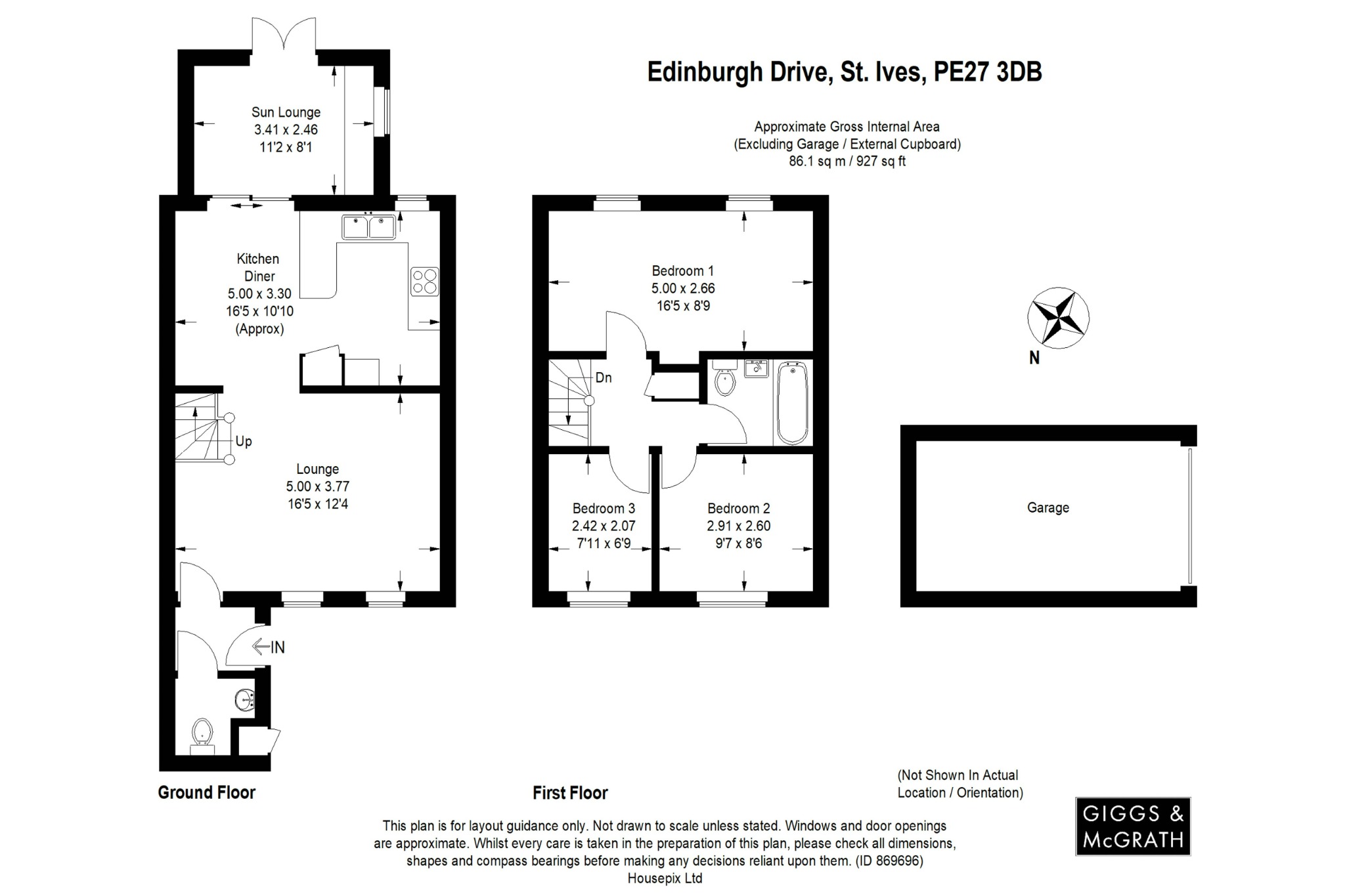 3 bed terraced house for sale in Edinburgh Drive, St Ives - Property Floorplan