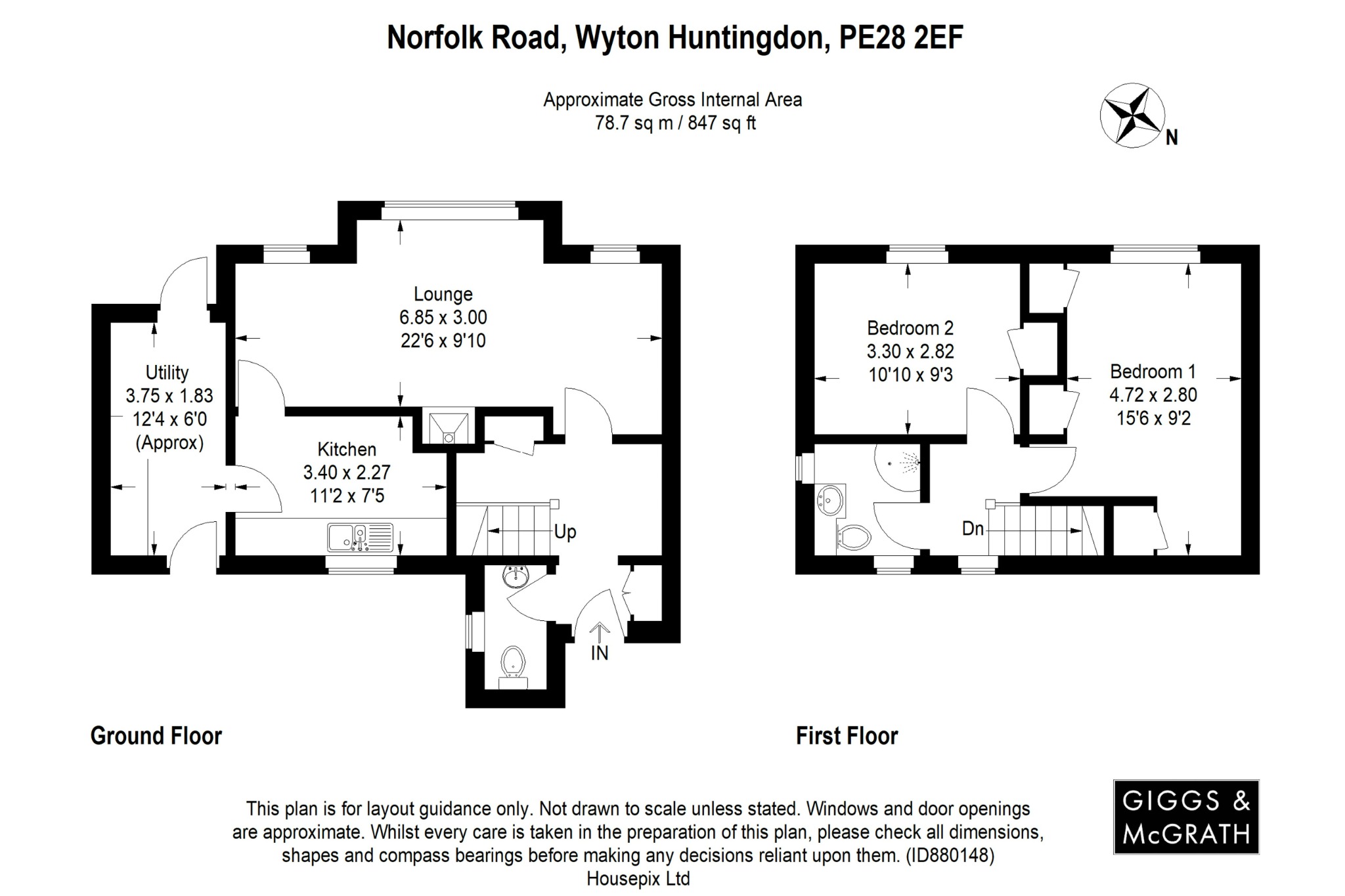 2 bed end of terrace house for sale in Norfolk Road, Huntingdon - Property Floorplan